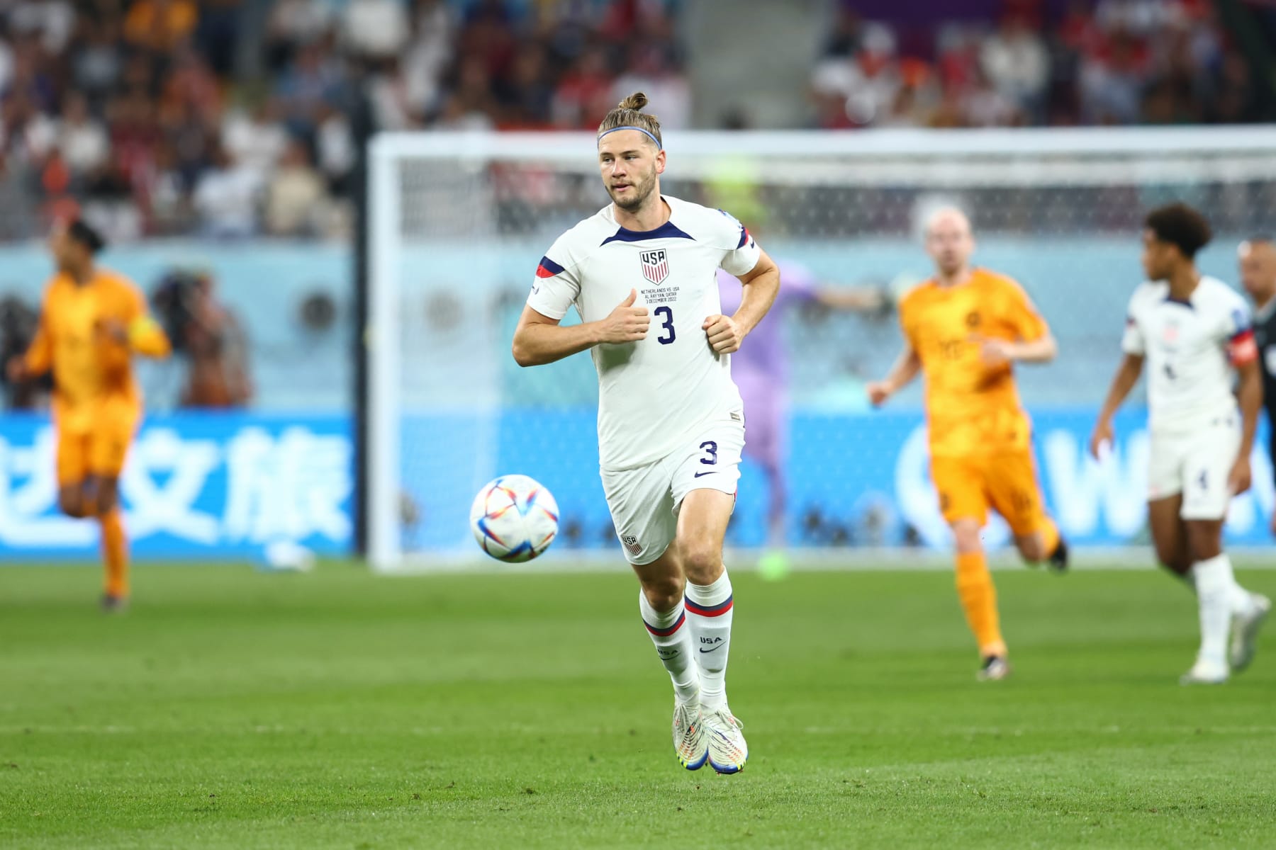 DOHA, QATAR - DECEMBER 3: Walker Zimmerman #3 of the United States during a FIFA World Cup Qatar 2022 Round of 16 match between Netherlands and USMNT at Khalifa International Stadium on December 3, 2022 in Doha, Qatar. (Photo by Chris Brunskill/ISI Photos/Getty Images)