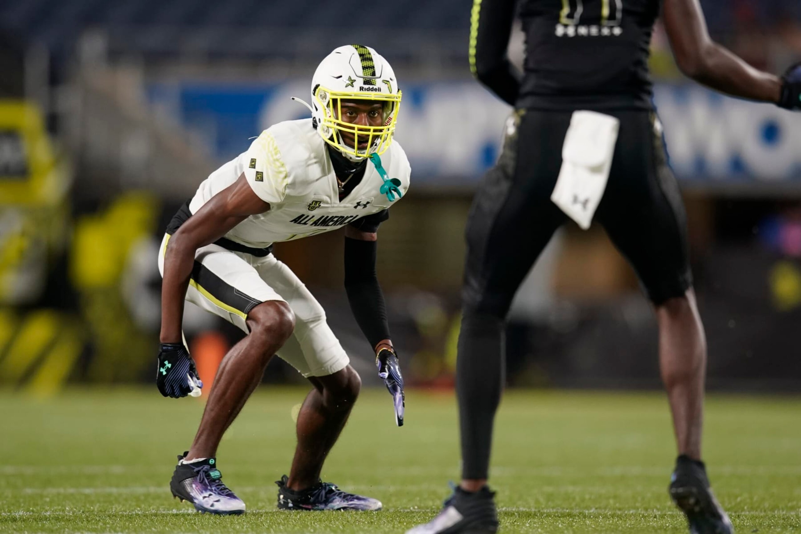 ORLANDO, FL - JANUARY 03:Team Speed corner back Cormani McClain (1) in coverage during the Under Armour Next All-America Football Game at Camping World Stadium in Orlando FL on January 3, 2022. (Photo by Chris Leduc/Icon Sportswire via Getty Images)