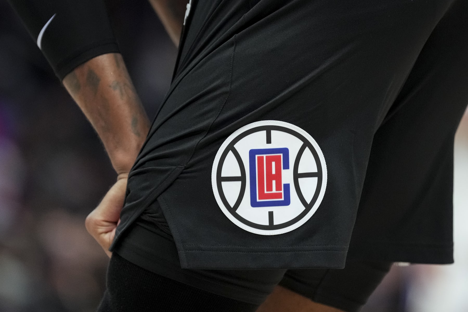 DETROIT, MICHIGAN - DECEMBER 26: The LA Clippers logo is pictured on a uniform against the Detroit Pistons at Little Caesars Arena on December 26, 2022 in Detroit, Michigan. NOTE TO USER: User expressly acknowledges and agrees that, by downloading and or using this photograph, User is consenting to the terms and conditions of the Getty Images License Agreement. (Photo by Nic Antaya/Getty Images)