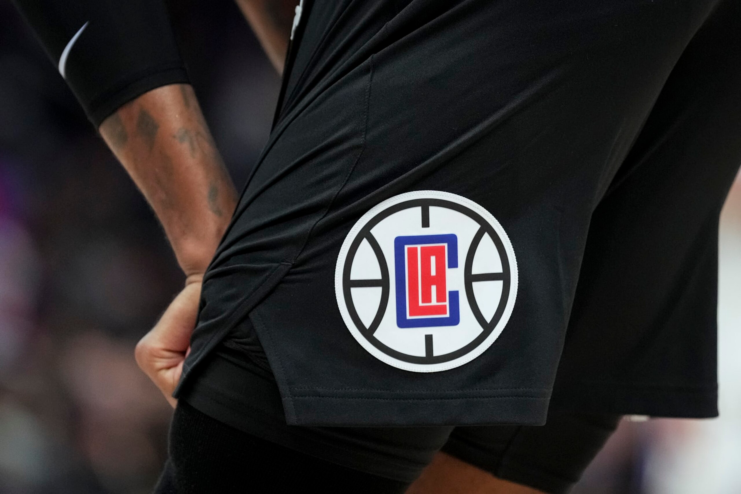 DETROIT, MICHIGAN - DECEMBER 26: The LA Clippers logo is pictured on a uniform against the Detroit Pistons at Little Caesars Arena on December 26, 2022 in Detroit, Michigan. NOTE TO USER: User expressly acknowledges and agrees that, by downloading and or using this photograph, User is consenting to the terms and conditions of the Getty Images License Agreement. (Photo by Nic Antaya/Getty Images)