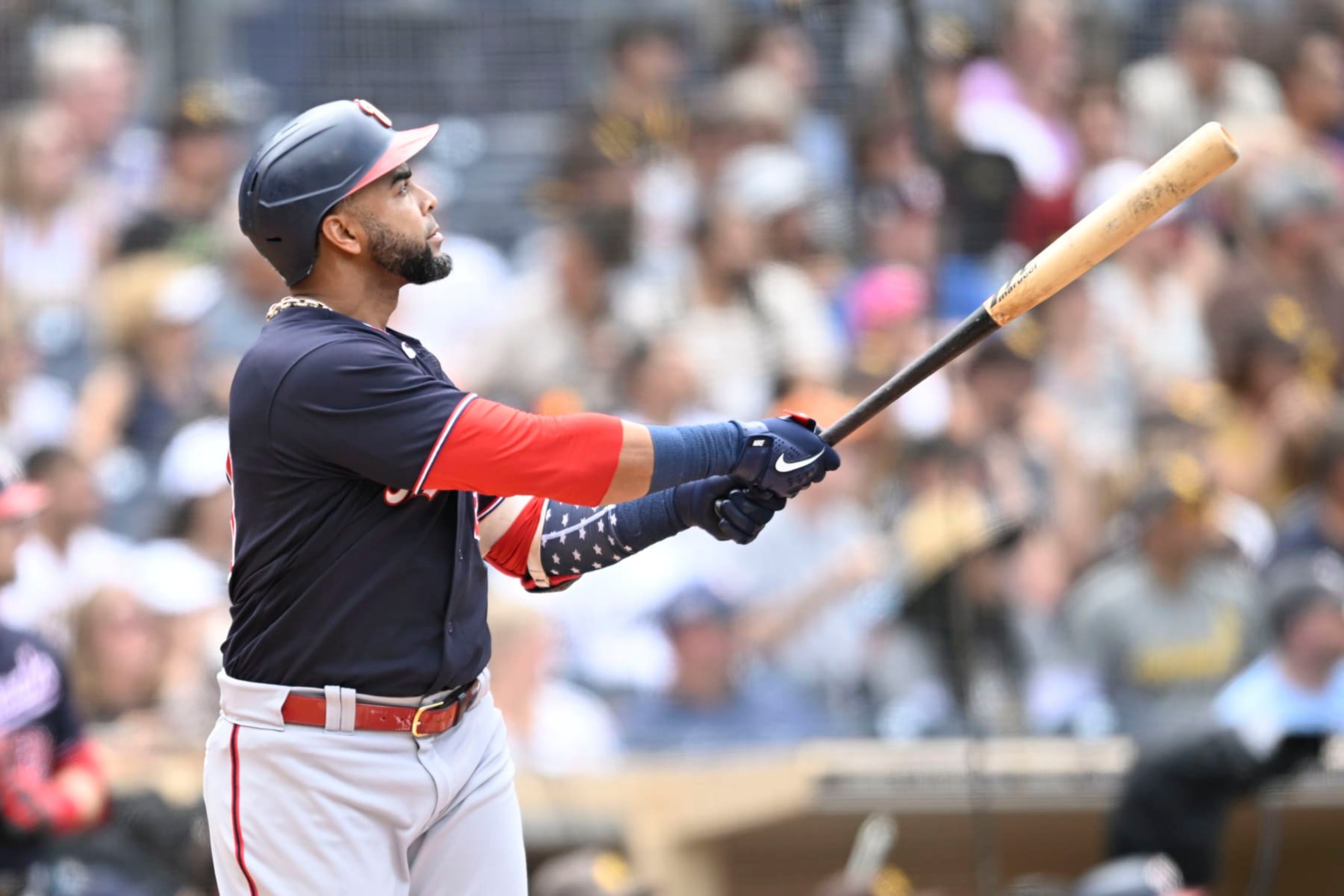 SAN DIEGO, CA - AUGUST 21: Nelson Cruz #23 of the Washington Nationals hits a solo home run during the fourth inning of a baseball game against the San Diego Padres on August 21, 2022 at Petco Park in San Diego, California. (Photo by Denis Poroy/Getty Images) SAN DIEGO, CA - AUGUST 21: Nelson Cruz #23 of the Washington Nationals hits a solo home run during the fourth inning of a baseball game against the San Diego Padres on August 21, 2022 at Petco Park in San Diego, California. (Photo by Denis Poroy/Getty Images)