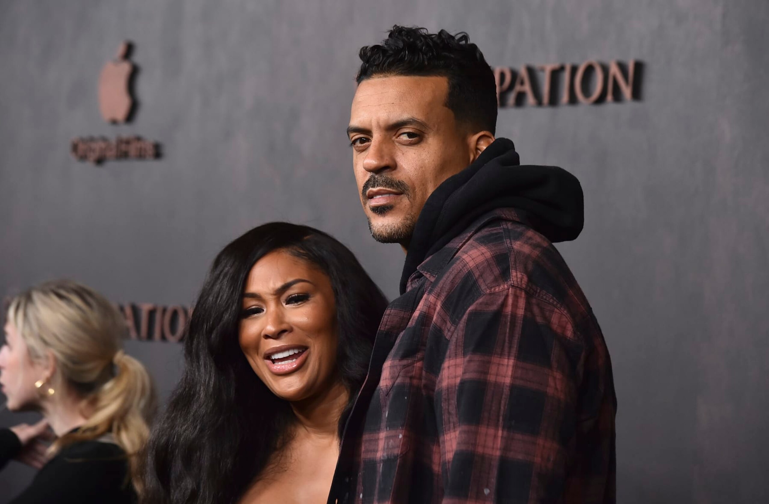 Anansa Sims, left, and Matt Barnes arrive at the premiere of "Emancipation" on Wednesday, Nov. 30, 2022, at the Regency Village Theatre in Los Angeles. (Photo by Jordan Strauss/Invision/AP)