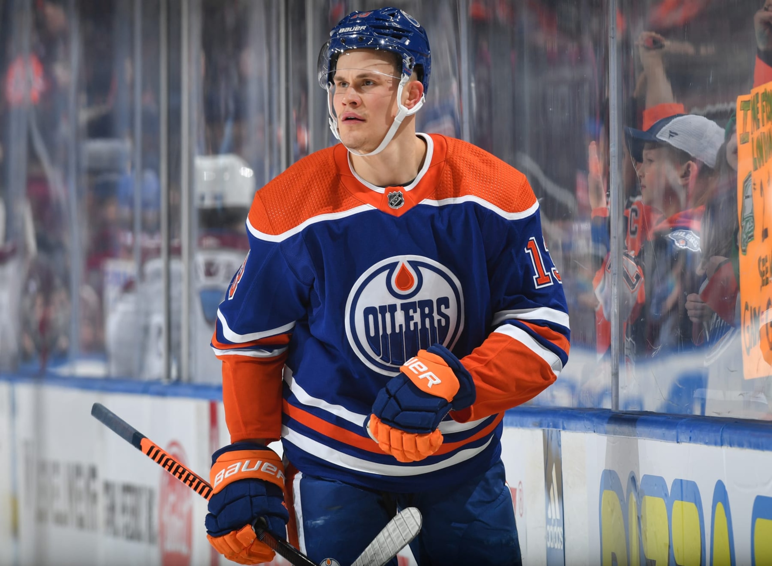 EDMONTON, CANADA - JANUARY 7: Jesse Puljujarvi #13 of the Edmonton Oilers warms up before the game against the Colorado Avalanche on January 7, 2023 at Rogers Place in Edmonton, Alberta, Canada. (Photo by Andy Devlin/NHLI via Getty Images)
