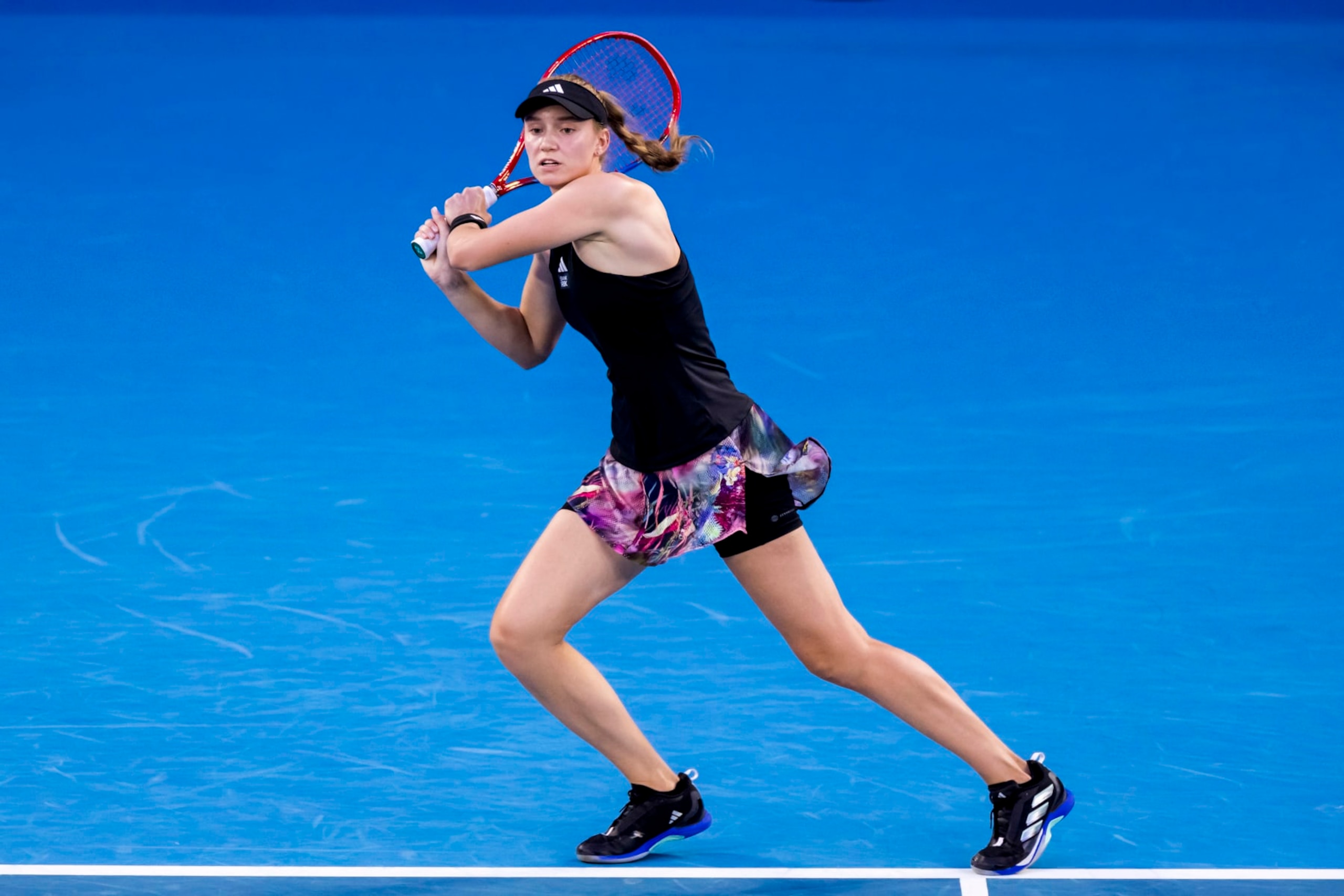 MELBOURNE, VIC - JANUARY 26: Elena Rybakina of Kazakhstan in action during the Semifinals of the 2023 Australian Open on January 26 2023, at Melbourne Park in Melbourne, Australia. (Photo by Jason Heidrich/Icon Sportswire via Getty Images)