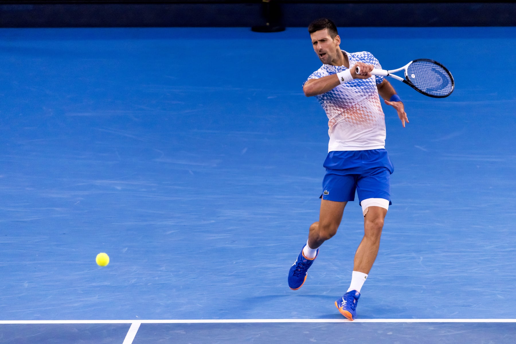 MELBOURNE, VIC - JANUARY 27: Novak Djokovic of Serbia in action during the Semifinals of the 2023 Australian Open on January 27 2023, at Melbourne Park in Melbourne, Australia. (Photo by Jason Heidrich/Icon Sportswire via Getty Images)
