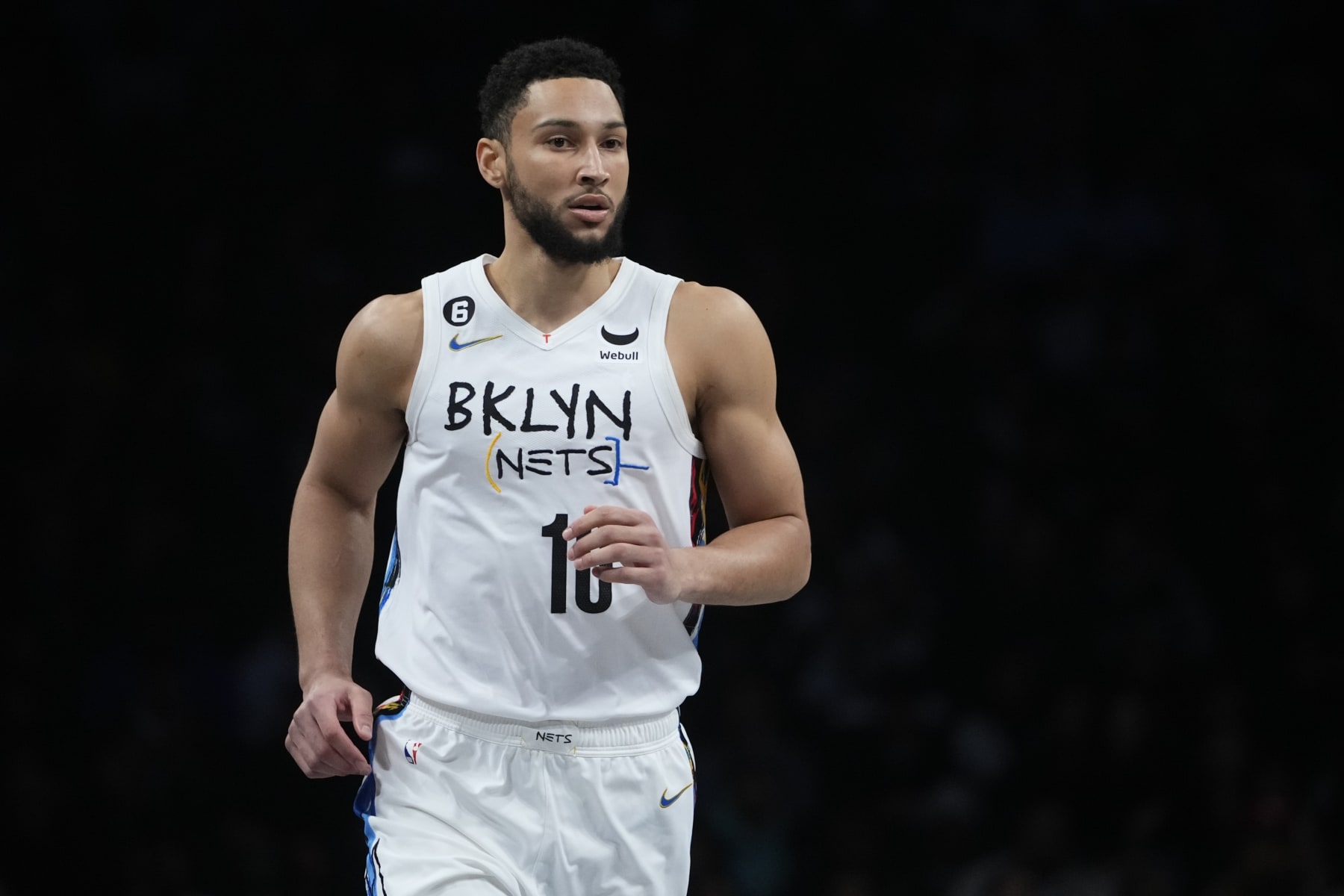 Brooklyn Nets' Ben Simmons during the first half of an NBA basketball game against the Detroit Pistons Thursday, Jan. 26, 2023 in New York. (AP Photo/Frank Franklin II)