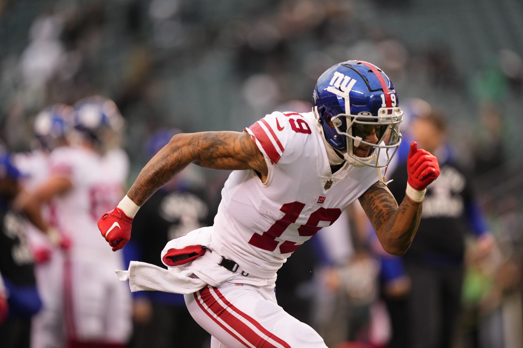 New York Giants wide receiver Kenny Golladay in action before an NFL football game, Sunday, Jan. 8, 2023, in Philadelphia. (AP Photo/Matt Rourke)