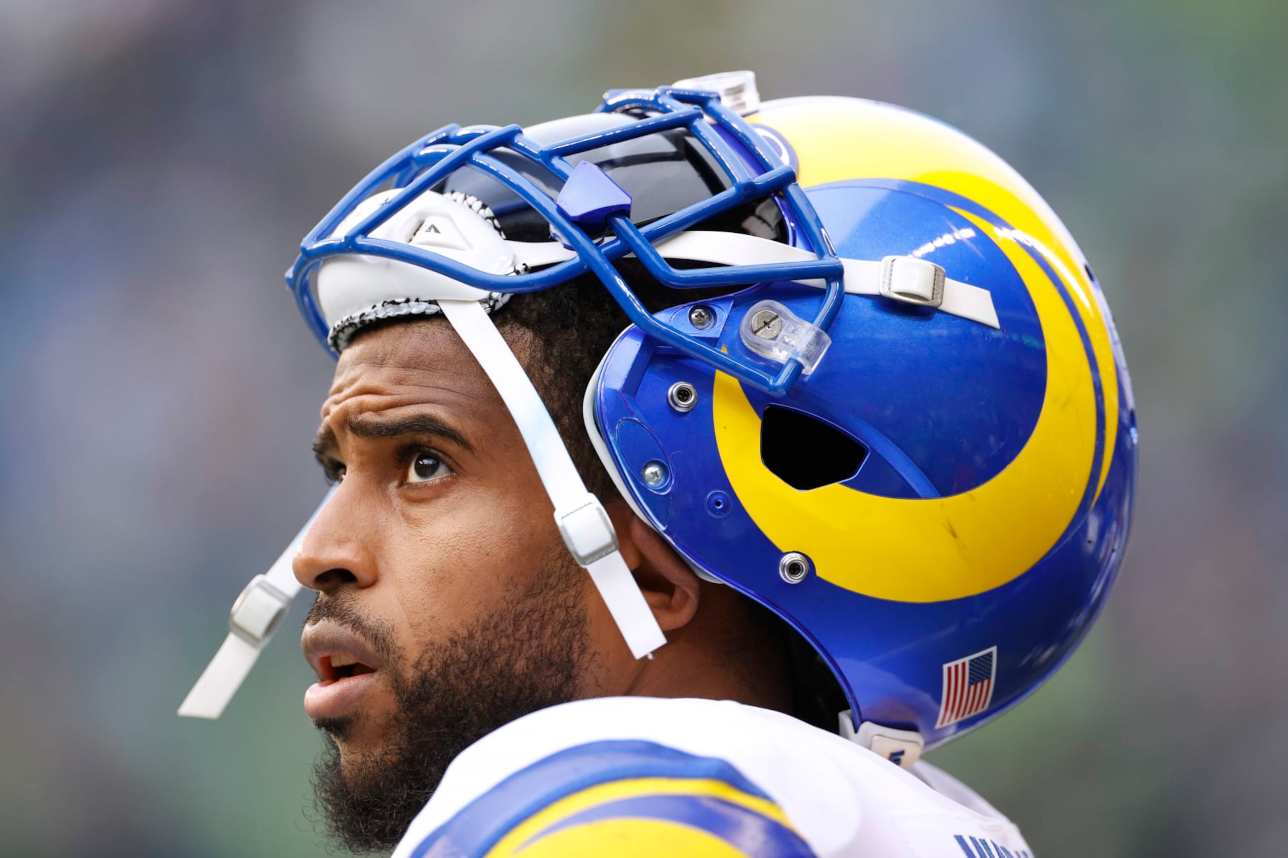 SEATTLE, WASHINGTON - JANUARY 08: Bobby Wagner #45 of the Los Angeles Rams looks on during the fourth quarter against the Seattle Seahawks at Lumen Field on January 08, 2023 in Seattle, Washington. (Photo by Steph Chambers/Getty Images)