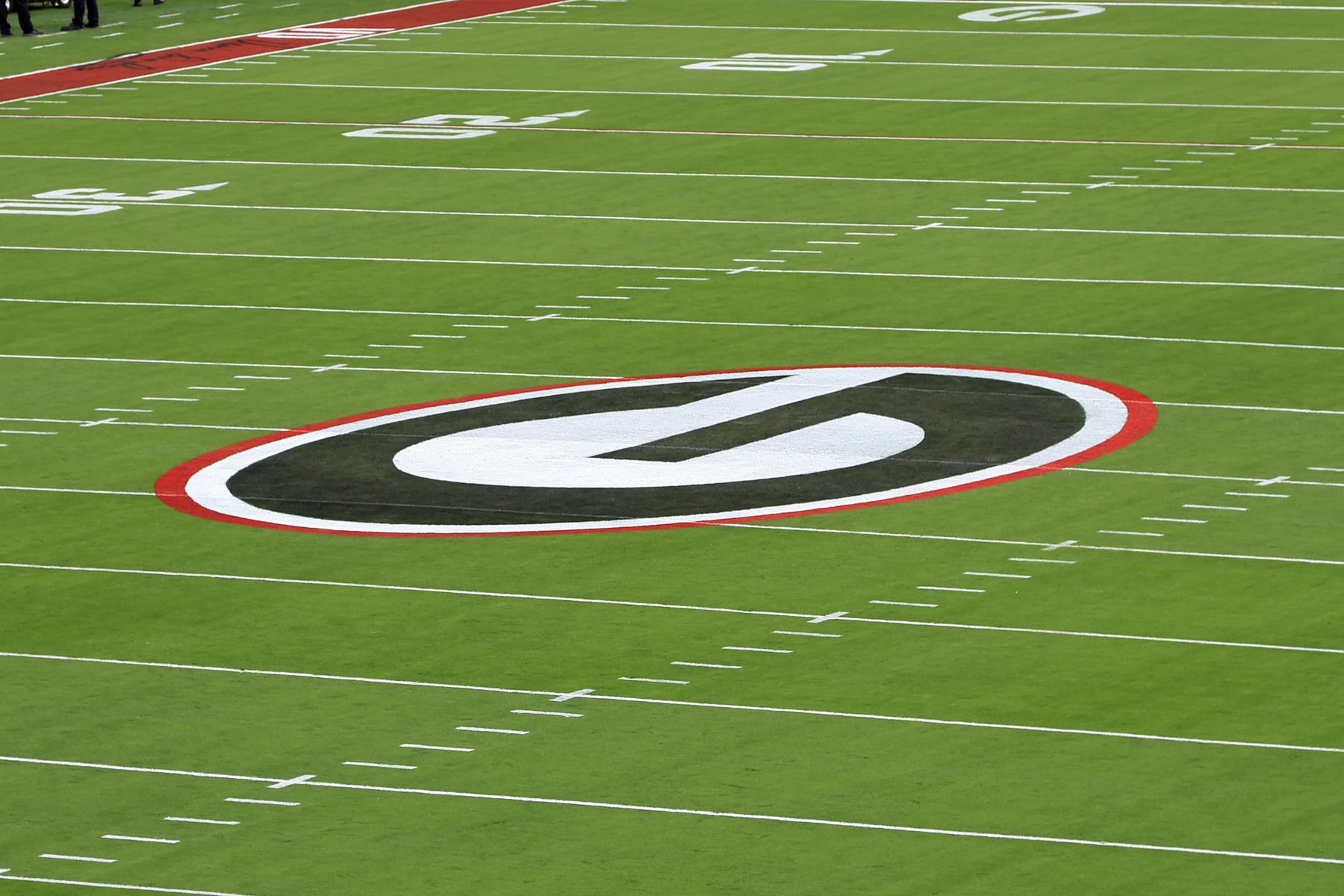 ATHENS, GA - NOVEMBER 05: The UGA logo on the field before the Saturday afternoon college football game between the University of Georgia Bulldogs and the University of Tennessee Volunteers on November 5, 2022 at Sanford Stadium in Athens, GA. (Photo by David J. Griffin/Icon Sportswire via Getty Images)