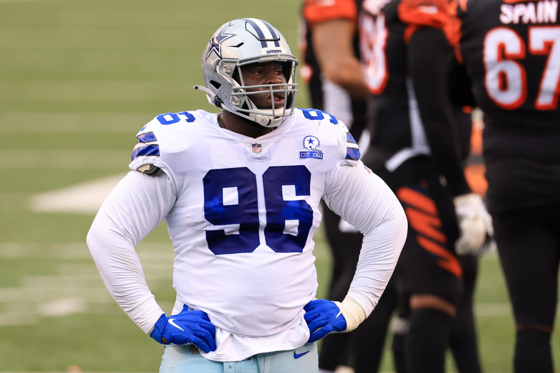 CINCINNATI, OH - DECEMBER 13: Dallas Cowboys defensive tackle Neville Gallimore (96) in action during the game against the Dallas Cowboys and the Cincinnati Bengals on December 13, 2020, at Paul Brown Stadium in Cincinnati, OH. (Photo by Ian Johnson/Icon Sportswire via Getty Images)