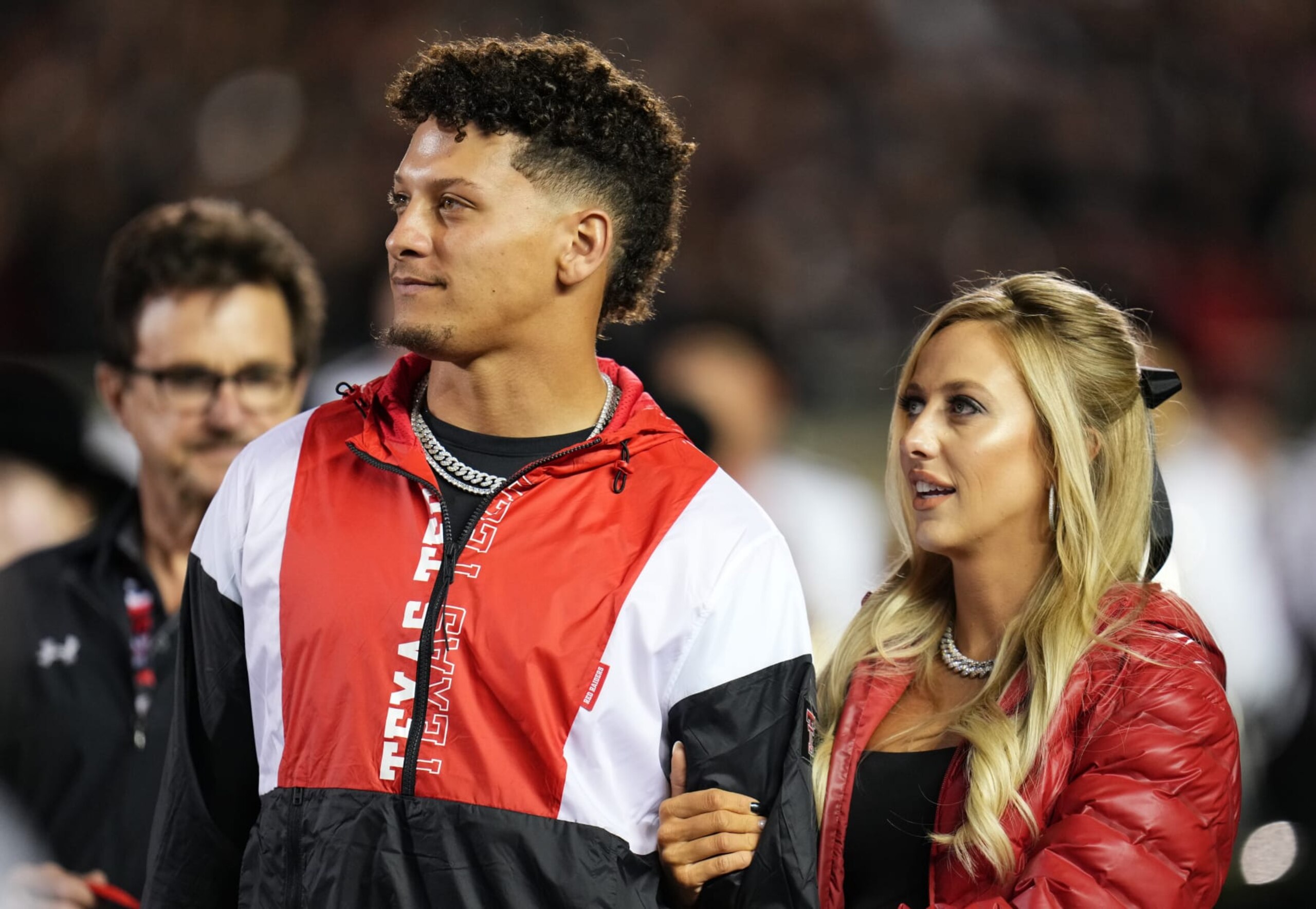 LUBBOCK, TEXAS - OCTOBER 29: Patrick Mahomes II is inducted into the Texas Tech Red Raiders Ring of Honor at halftime of a game against the Baylor Bears at Jones AT&T Stadium on October 29, 2022 in Lubbock, Texas. (Photo by Josh Hedges/Getty Images)