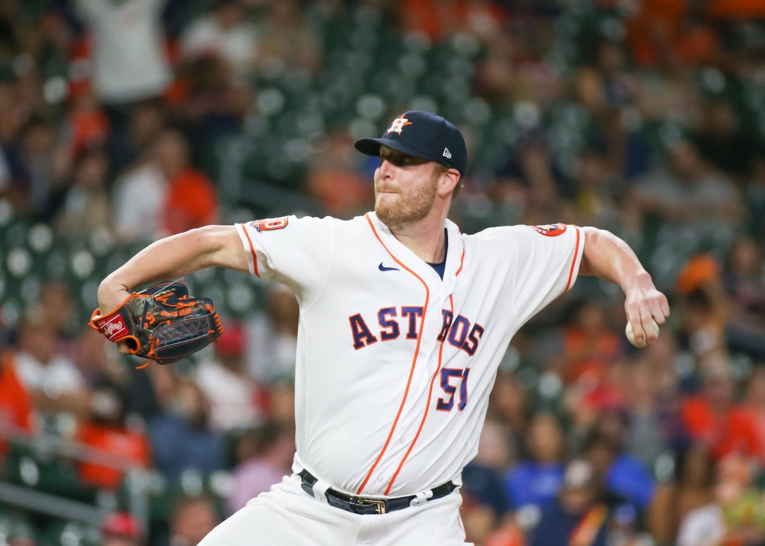 HOUSTON, TX - OCTOBER 04: Houston Astros relief pitcher Will Smith (51) throws a pitch in the top of the ninth inning during the MLB game between the Philadelphia Phillies and Houston Astros on October 4, 2022 at Minute Maid Park in Houston, Texas. (Photo by Leslie Plaza Johnson/Icon Sportswire via Getty Images) HOUSTON, TX - OCTOBER 04: Houston Astros relief pitcher Will Smith (51) throws a pitch in the top of the ninth inning during the MLB game between the Philadelphia Phillies and Houston Astros on October 4, 2022 at Minute Maid Park in Houston, Texas. (Photo by Leslie Plaza Johnson/Icon Sportswire via Getty Images)