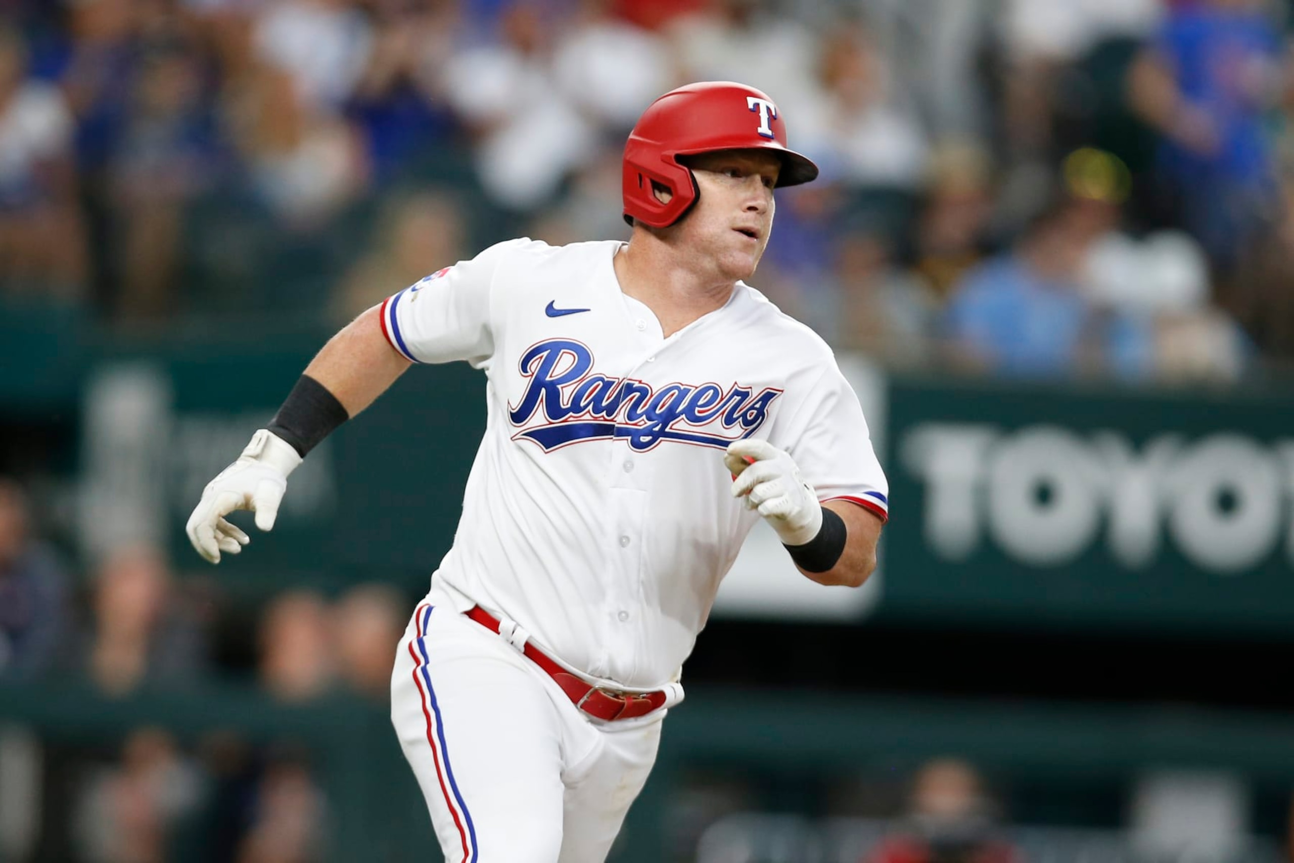 ARLINGTON, TEXAS - JULY 09: Kole Calhoun #56 of the Texas Rangers rounds the bases after hitting a three run home run against the Minnesota Twins in the second inning at Globe Life Field on July 09, 2022 in Arlington, Texas. (Photo by Tim Heitman/Getty Images) ARLINGTON, TEXAS - JULY 09: Kole Calhoun #56 of the Texas Rangers rounds the bases after hitting a three run home run against the Minnesota Twins in the second inning at Globe Life Field on July 09, 2022 in Arlington, Texas. (Photo by Tim Heitman/Getty Images)