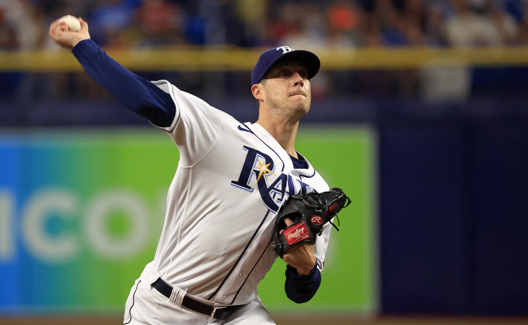 ST PETERSBURG, FLORIDA - JULY 11: Matt Wisler #37 of the Tampa Bay Rays pitches in the first inning during a game against the Boston Red Sox at Tropicana Field on July 11, 2022 in St Petersburg, Florida. (Photo by Mike Ehrmann/Getty Images)