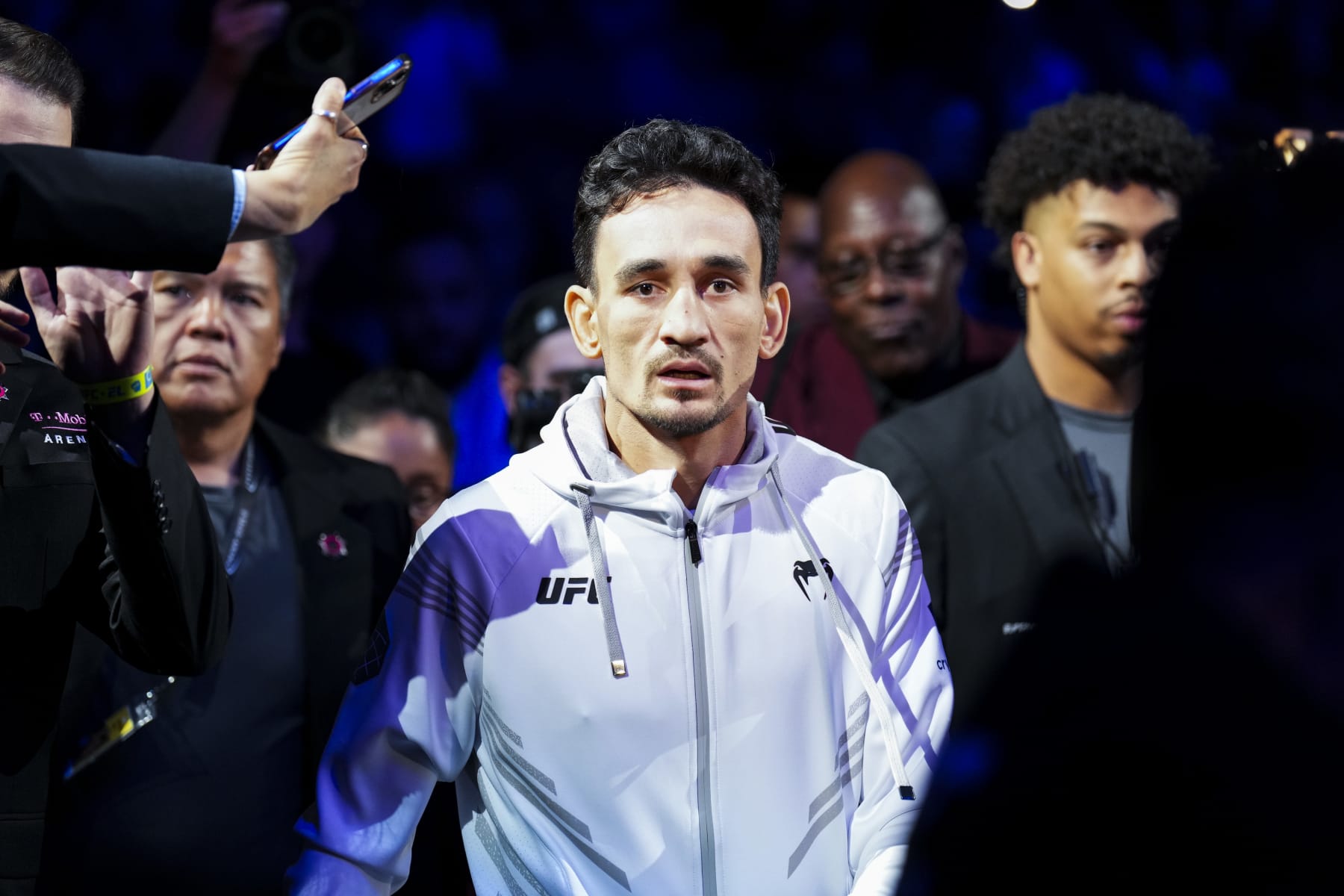 LAS VEGAS, NEVADA - JULY 02: Max Holloway walks to the Octagon in the UFC featherweight championship fight during the UFC 276 event at T-Mobile Arena on July 02, 2022 in Las Vegas, Nevada. (Photo by Chris Unger/Zuffa LLC)