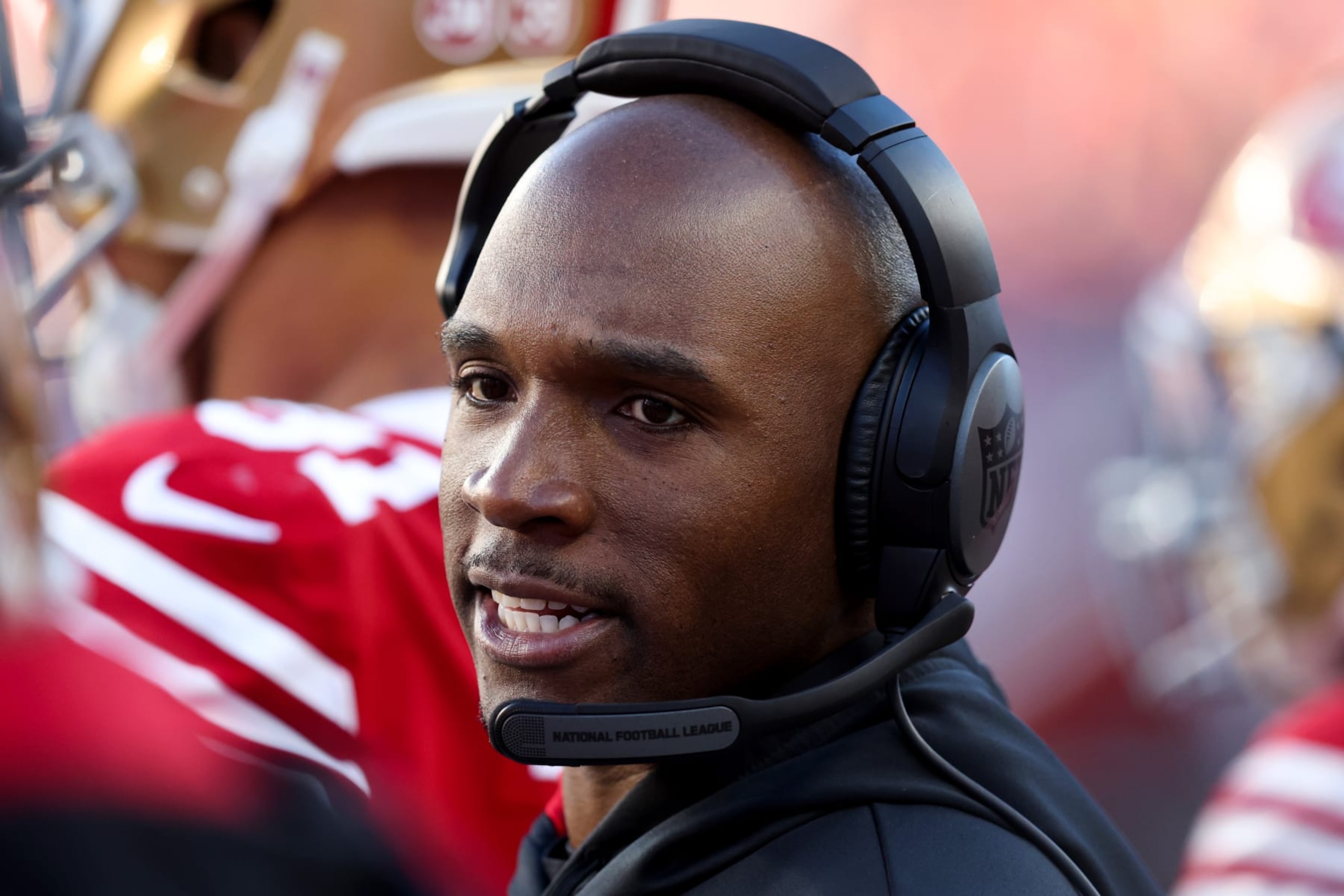 SANTA CLARA, CALIFORNIA - JANUARY 22: Defensive Coordinator DeMeco Ryans of the San Francisco 49ers looks on during the first half against the Dallas Cowboys in the NFC Divisional Playoff game at Levi's Stadium on January 22, 2023 in Santa Clara, California. (Photo by Lachlan Cunningham/Getty Images) SANTA CLARA, CALIFORNIA - JANUARY 22: Defensive Coordinator DeMeco Ryans of the San Francisco 49ers looks on during the first half against the Dallas Cowboys in the NFC Divisional Playoff game at Levi's Stadium on January 22, 2023 in Santa Clara, California. (Photo by Lachlan Cunningham/Getty Images)