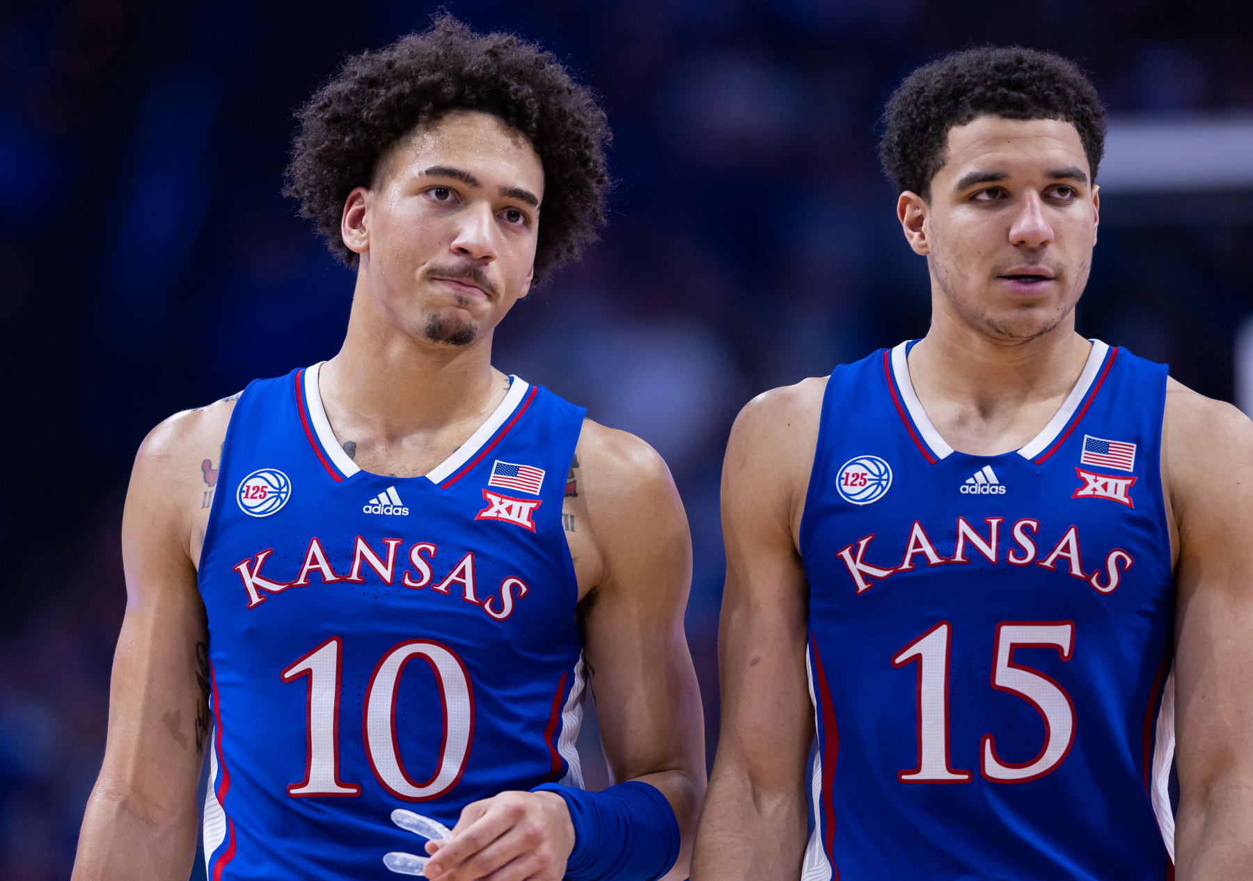 Kansas' Jalen Wilson and Kevin McCullar Jr.