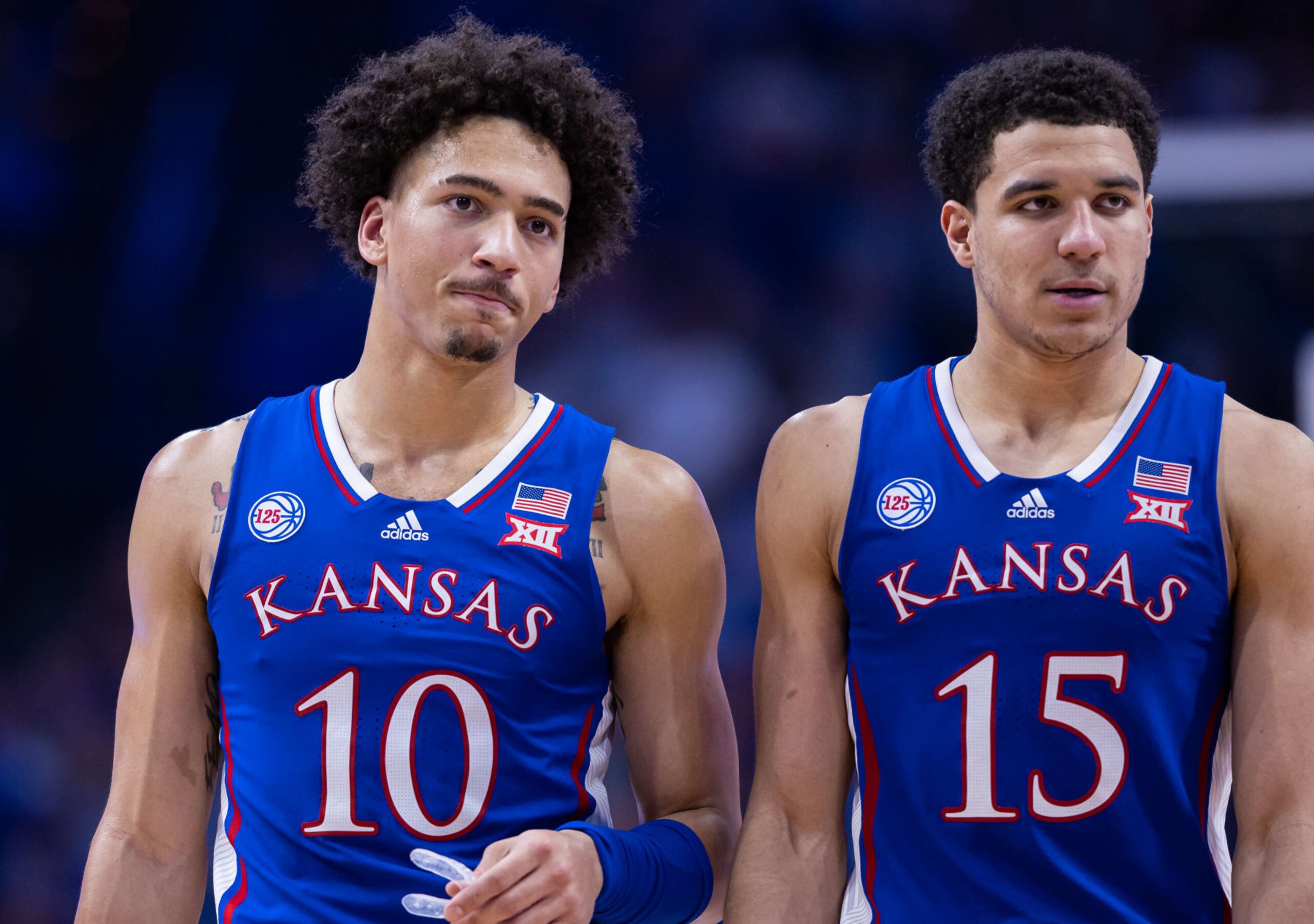 Kansas' Jalen Wilson and Kevin McCullar Jr.