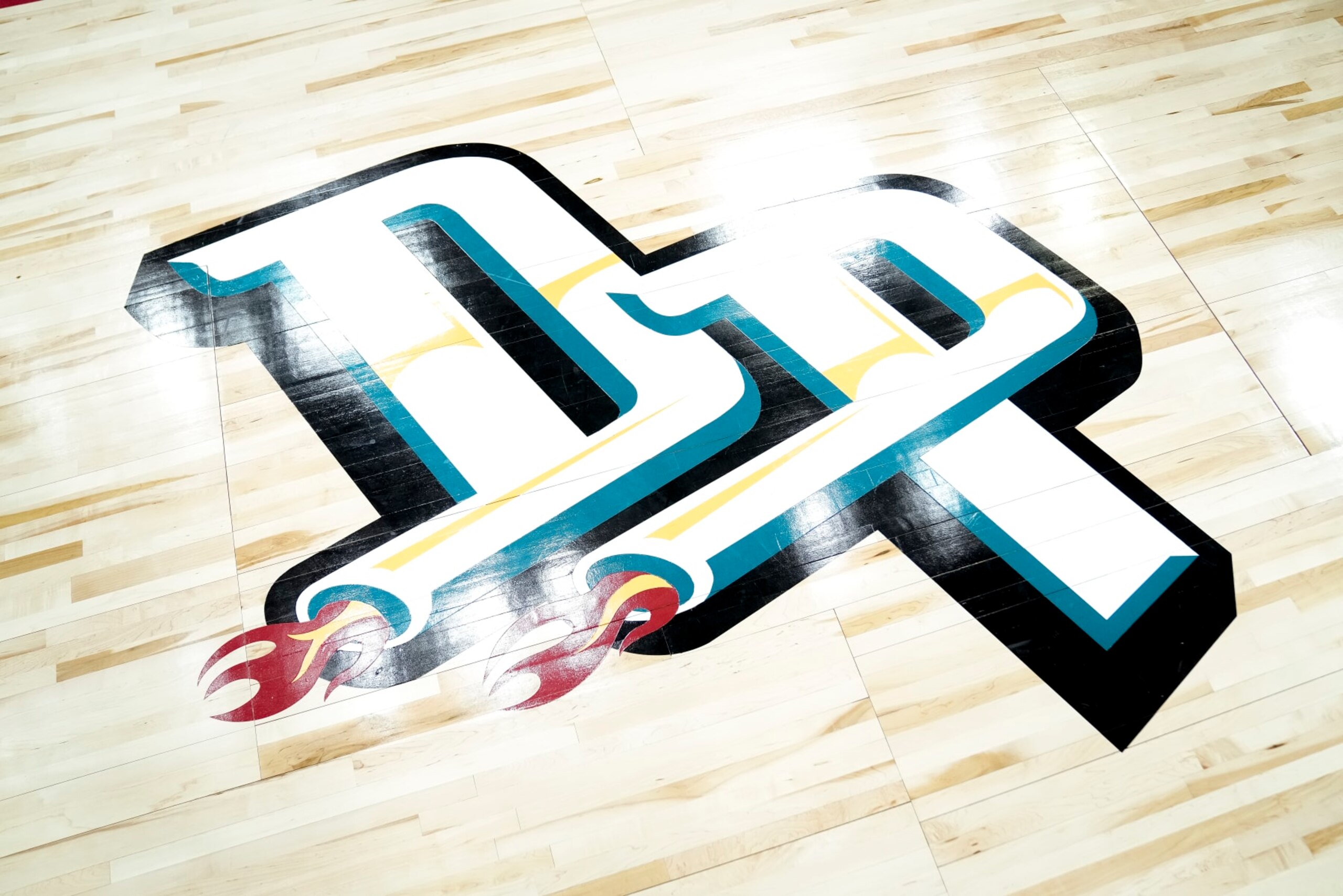 DETROIT, MICHIGAN - DECEMBER 18: The Detroit Pistons logo is pictured on the basketball court during the game against the Brooklyn Nets at Little Caesars Arena on December 18, 2022 in Detroit, Michigan. NOTE TO USER: User expressly acknowledges and agrees that, by downloading and or using this photograph, User is consenting to the terms and conditions of the Getty Images License Agreement. (Photo by Nic Antaya/Getty Images)