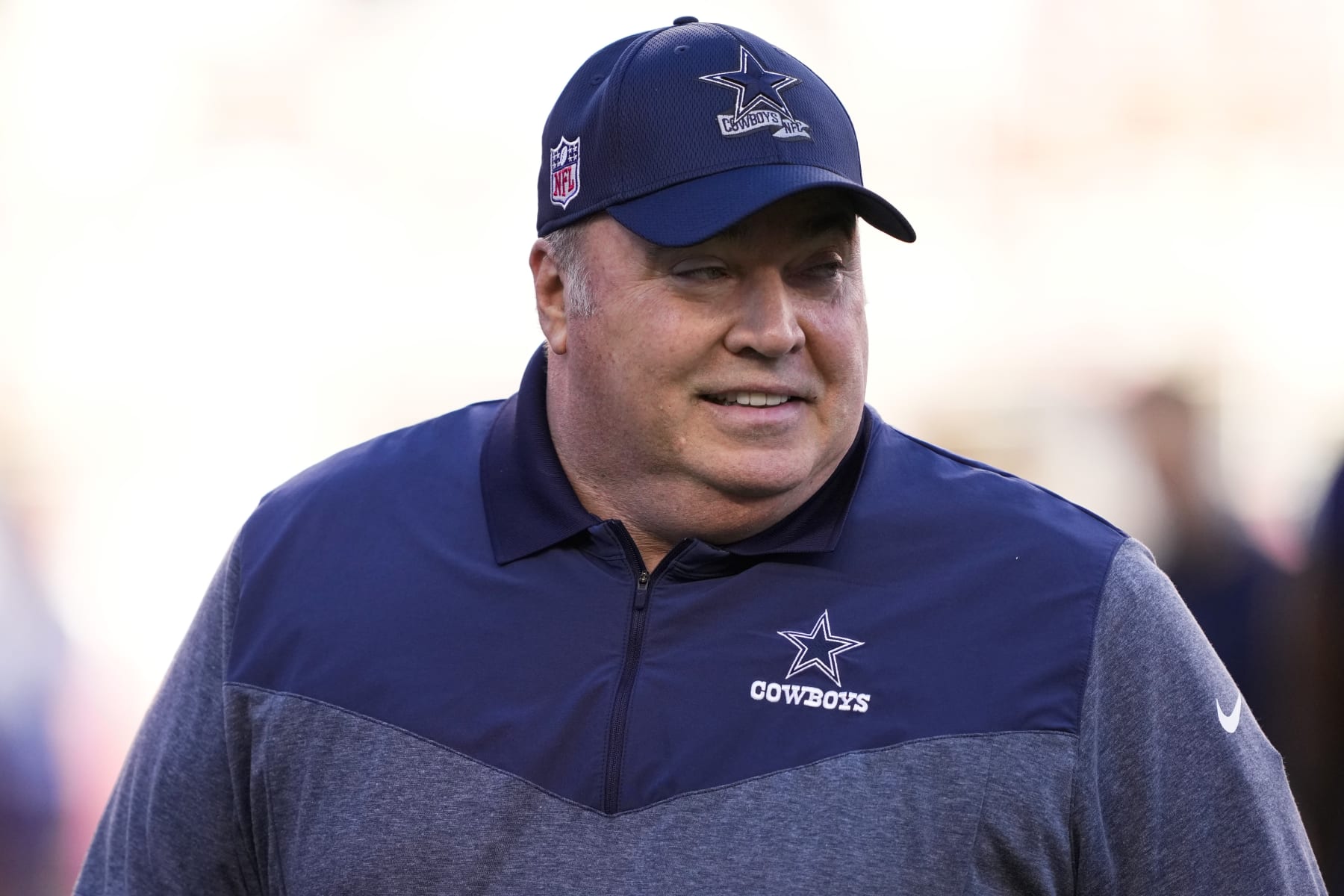 SANTA CLARA, CALIFORNIA - JANUARY 22: Head coach Mike McCarthy of the Dallas Cowboys looks on prior to a game against the San Francisco 49ers in the NFC Divisional Playoff game at Levi's Stadium on January 22, 2023 in Santa Clara, California. (Photo by Thearon W. Henderson/Getty Images)