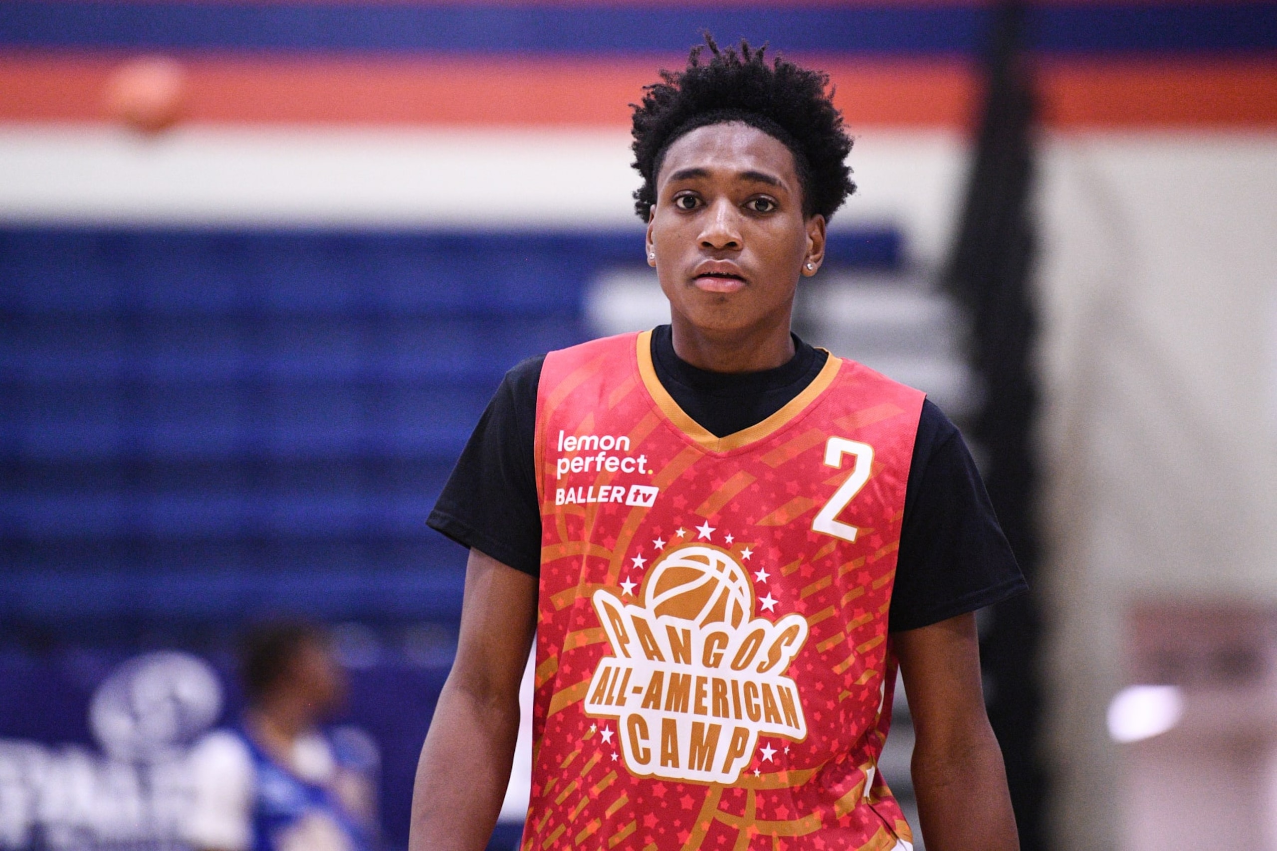 LAS VEGAS, NV - JUNE 06: Tahaad Pettiford looks on during the Pangos All-American Camp on June 6, 2022 at the Bishop Gorman High School in Las Vegas, NV. (Photo by Brian Rothmuller/Icon Sportswire via Getty Images)