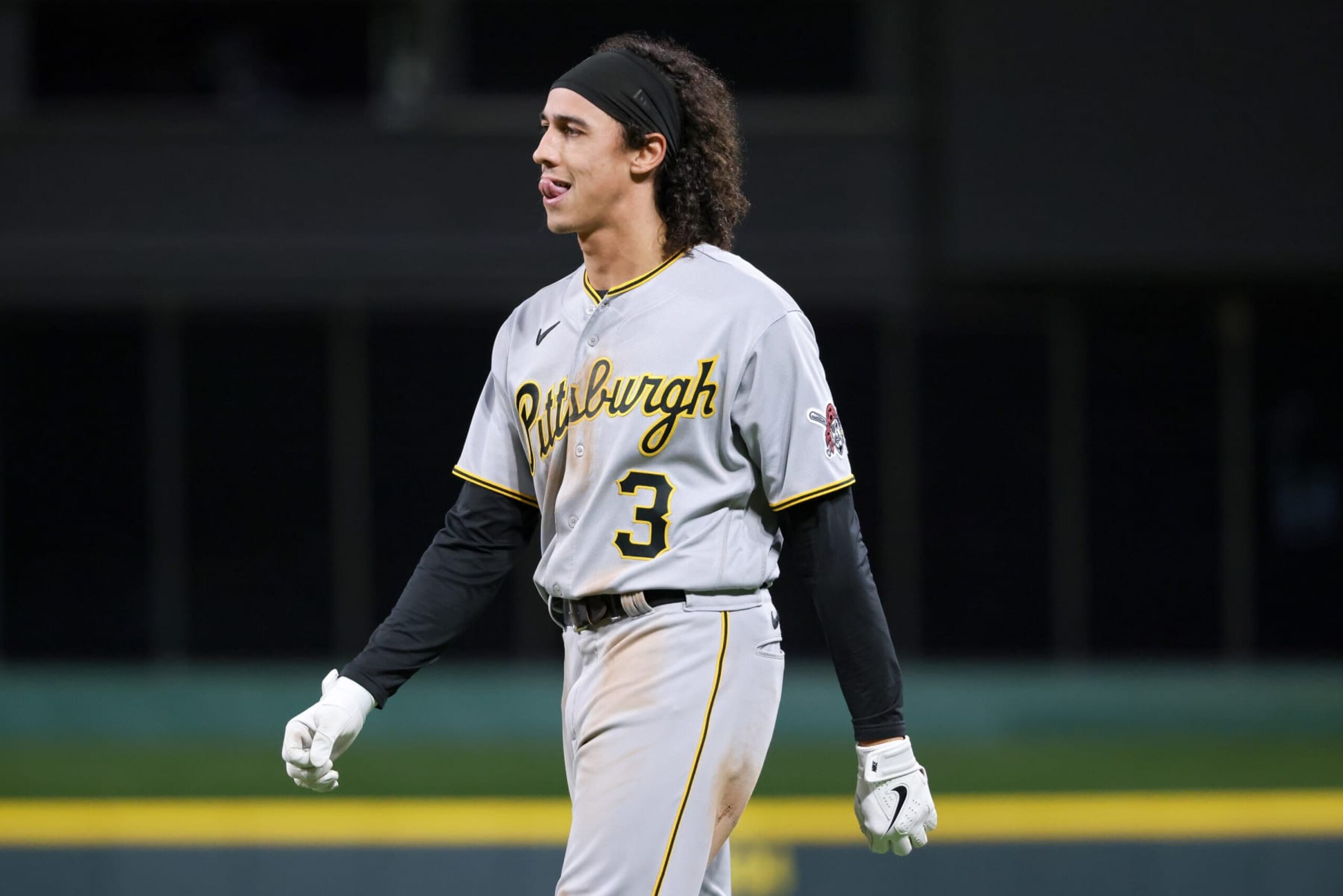 CINCINNATI, OHIO - MAY 07: Cole Tucker #3 of the Pittsburgh Pirates walks across the field in the sixth inning against the Cincinnati Reds during game two of a doubleheader at Great American Ball Park on May 07, 2022 in Cincinnati, Ohio. (Photo by Dylan Buell/Getty Images) CINCINNATI, OHIO - MAY 07: Cole Tucker #3 of the Pittsburgh Pirates walks across the field in the sixth inning against the Cincinnati Reds during game two of a doubleheader at Great American Ball Park on May 07, 2022 in Cincinnati, Ohio. (Photo by Dylan Buell/Getty Images)