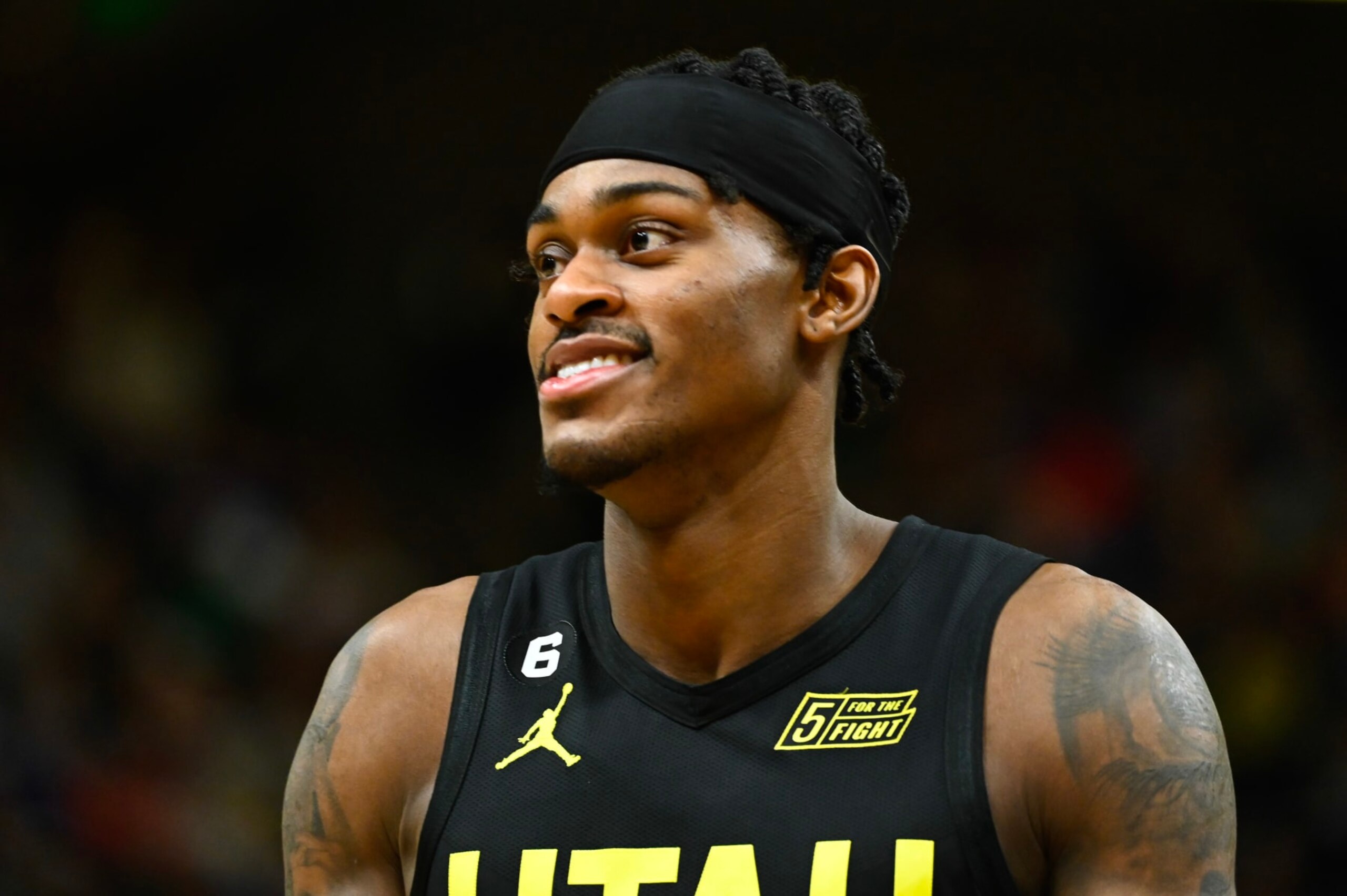 SALT LAKE CITY, UTAH - JANUARY 28: Jarred Vanderbilt #8 of the Utah Jazz looks on during the second half of a game against the Dallas Mavericks at Vivint Arena on January 28, 2023 in Salt Lake City, Utah. NOTE TO USER: User expressly acknowledges and agrees that, by downloading and or using this photograph, User is consenting to the terms and conditions of the Getty Images License Agreement. (Photo by Alex Goodlett/Getty Images) SALT LAKE CITY, UTAH - JANUARY 28: Jarred Vanderbilt #8 of the Utah Jazz looks on during the second half of a game against the Dallas Mavericks at Vivint Arena on January 28, 2023 in Salt Lake City, Utah. NOTE TO USER: User expressly acknowledges and agrees that, by downloading and or using this photograph, User is consenting to the terms and conditions of the Getty Images License Agreement. (Photo by Alex Goodlett/Getty Images)