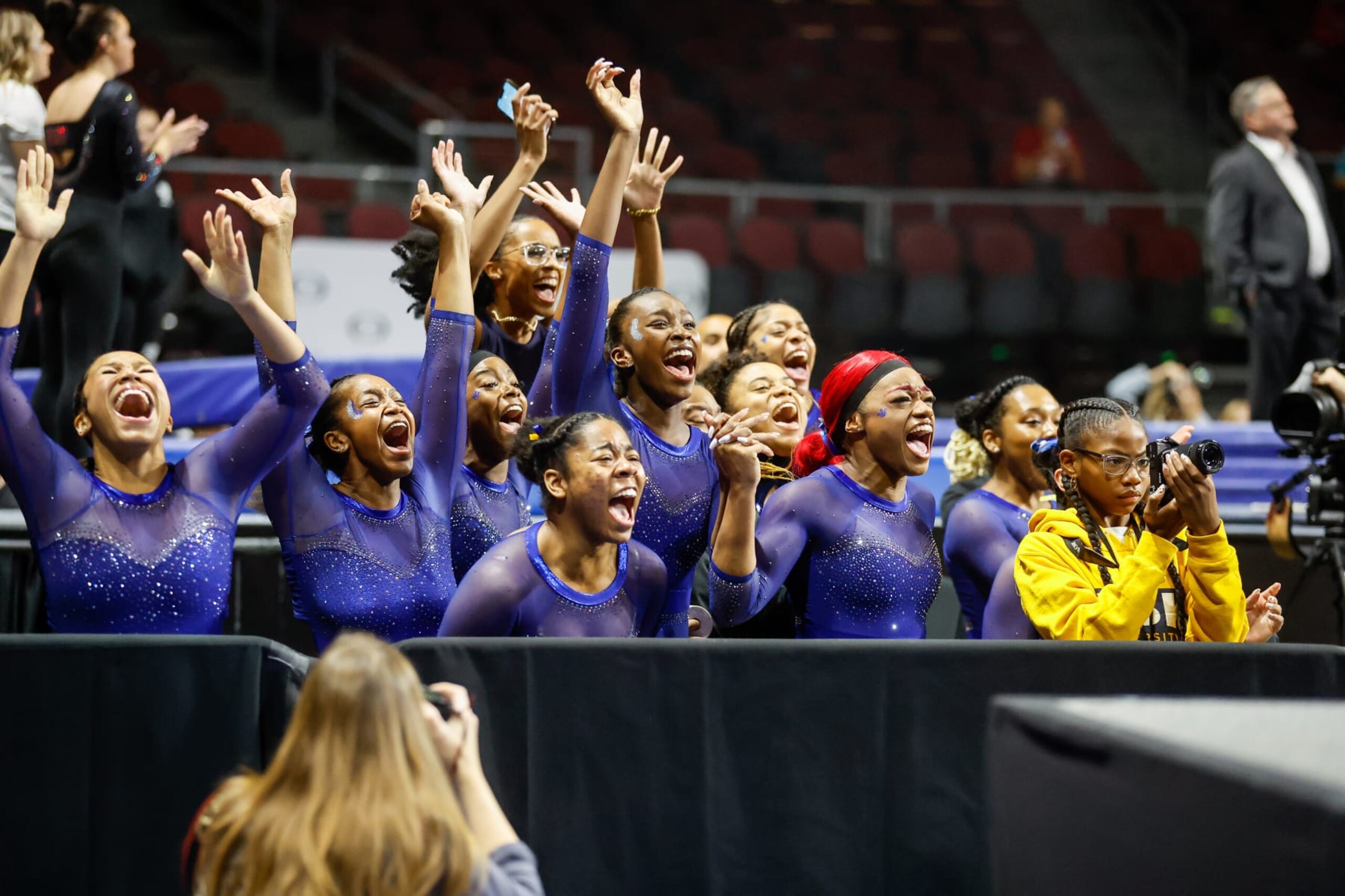 Fisk gymnasts celebrating in Las Vegas. Fisk gymnasts celebrating in Las Vegas.