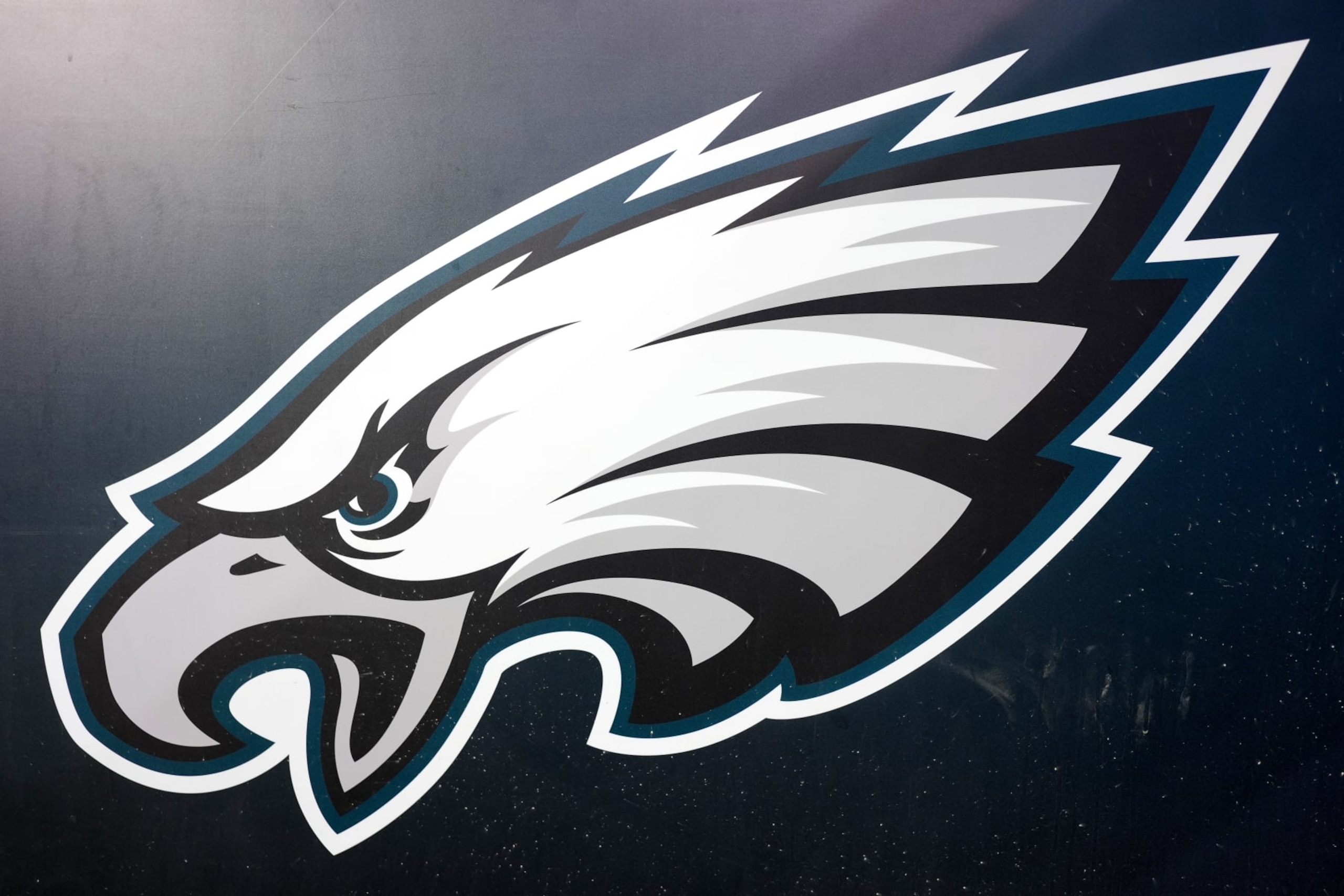 PHILADELPHIA, PENNSYLVANIA - JANUARY 21: A general view of a Philadelphia Eagles logo prior to a game against the New York Giants in the NFC Divisional Playoff game at Lincoln Financial Field on January 21, 2023 in Philadelphia, Pennsylvania. (Photo by Mitchell Leff/Getty Images)
