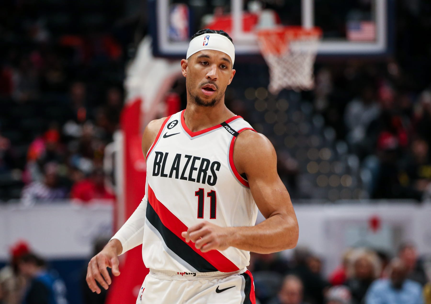 WASHINGTON, DC, USA - FEBRUARY 03: Josh Hart #11 of the Portland Trail Blazers the basket against the Washington Wizards on February 3, 2023 at Capital One Arena in Washington, DC. (Photo by Yasin OztÃ¼rk/Anadolu Agency via Getty Images)