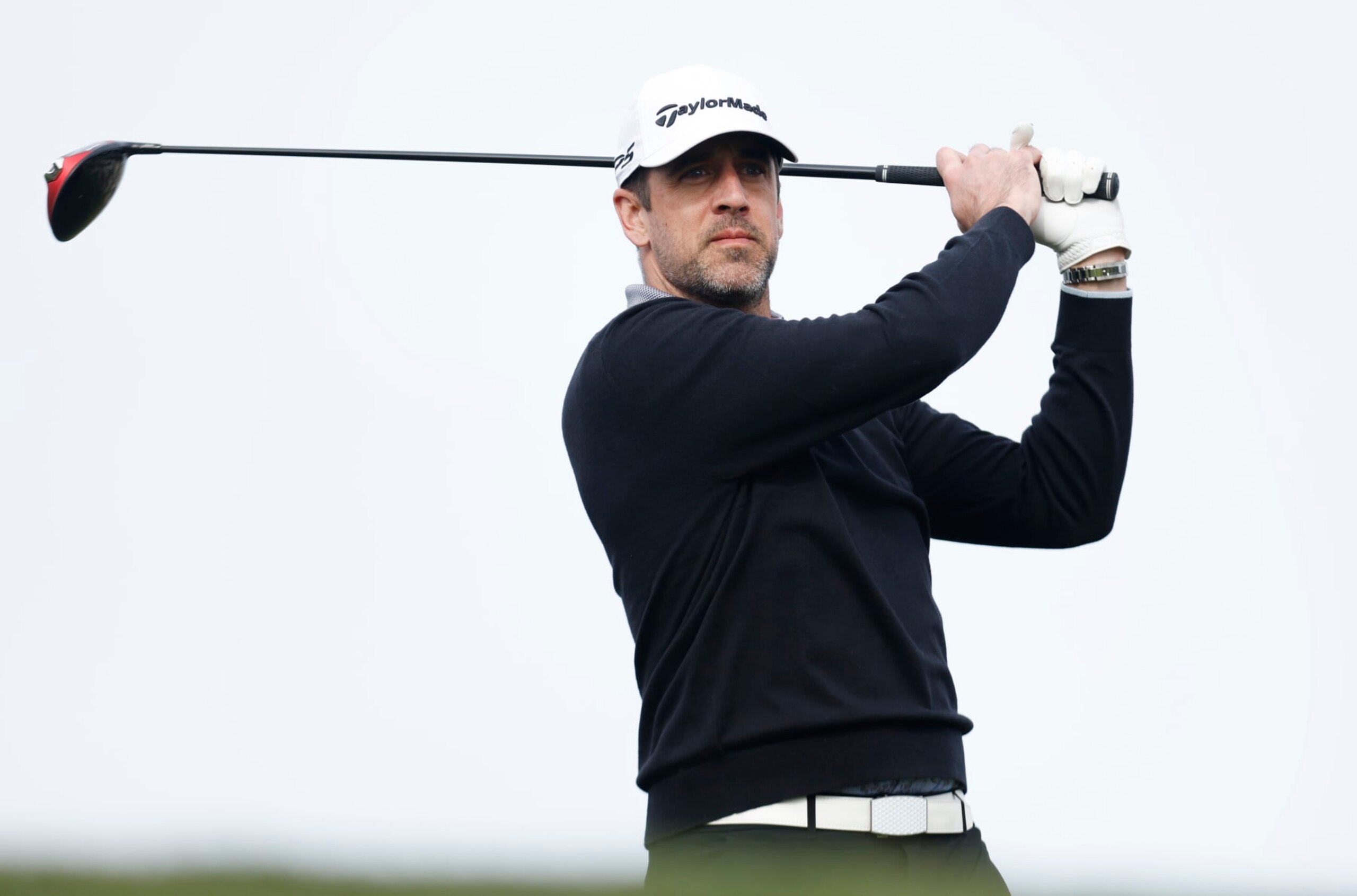 PEBBLE BEACH, CALIFORNIA - FEBRUARY 02: Aaron Rodgers plays his shot from the sixth tee during the first round of the AT&T Pebble Beach Pro-Am at Spyglass Hill Golf Course on February 02, 2023 in Pebble Beach, California. (Photo by Jed Jacobsohn/Getty Images) PEBBLE BEACH, CALIFORNIA - FEBRUARY 02: Aaron Rodgers plays his shot from the sixth tee during the first round of the AT&T Pebble Beach Pro-Am at Spyglass Hill Golf Course on February 02, 2023 in Pebble Beach, California. (Photo by Jed Jacobsohn/Getty Images)