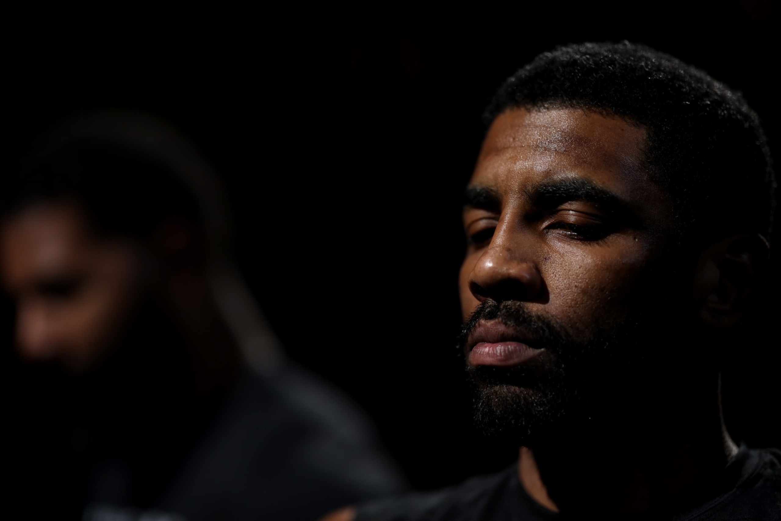 BOSTON, MASSACHUSETTS - FEBRUARY 01: Kyrie Irving #11 of the Brooklyn Nets looks on before the game against the Boston Celtics at TD Garden on February 01, 2023 in Boston, Massachusetts. NOTE TO USER: User expressly acknowledges and agrees that, by downloading and or using this photograph, User is consenting to the terms and conditions of the Getty Images License Agreement. (Photo by Maddie Meyer/Getty Images) BOSTON, MASSACHUSETTS - FEBRUARY 01: Kyrie Irving #11 of the Brooklyn Nets looks on before the game against the Boston Celtics at TD Garden on February 01, 2023 in Boston, Massachusetts. NOTE TO USER: User expressly acknowledges and agrees that, by downloading and or using this photograph, User is consenting to the terms and conditions of the Getty Images License Agreement. (Photo by Maddie Meyer/Getty Images)