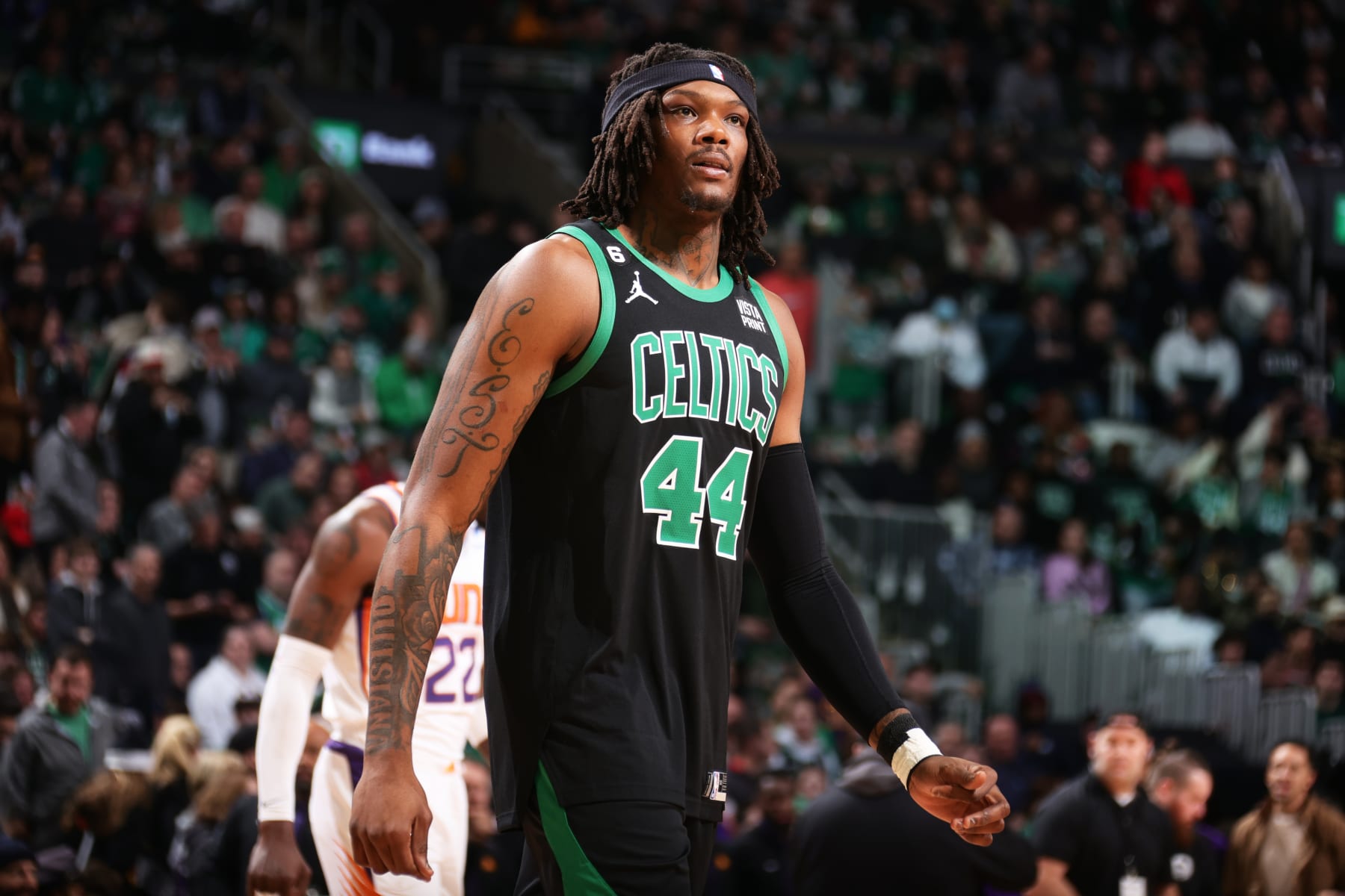 BOSTON, MA - FEBRUARY 3: Robert Williams III #44 of the Boston Celtics looks on during the game against the Phoenix Suns on February 3, 2023 at TD Garden in Boston, Massachusetts.  NOTE TO USER: User expressly acknowledges and agrees that, by downloading and or using this photograph, User is consenting to the terms and conditions of the Getty Images License Agreement. Mandatory Copyright Notice: Copyright 2022 NBAE  (Photo by Nathaniel S. Butler/NBAE via Getty Images)