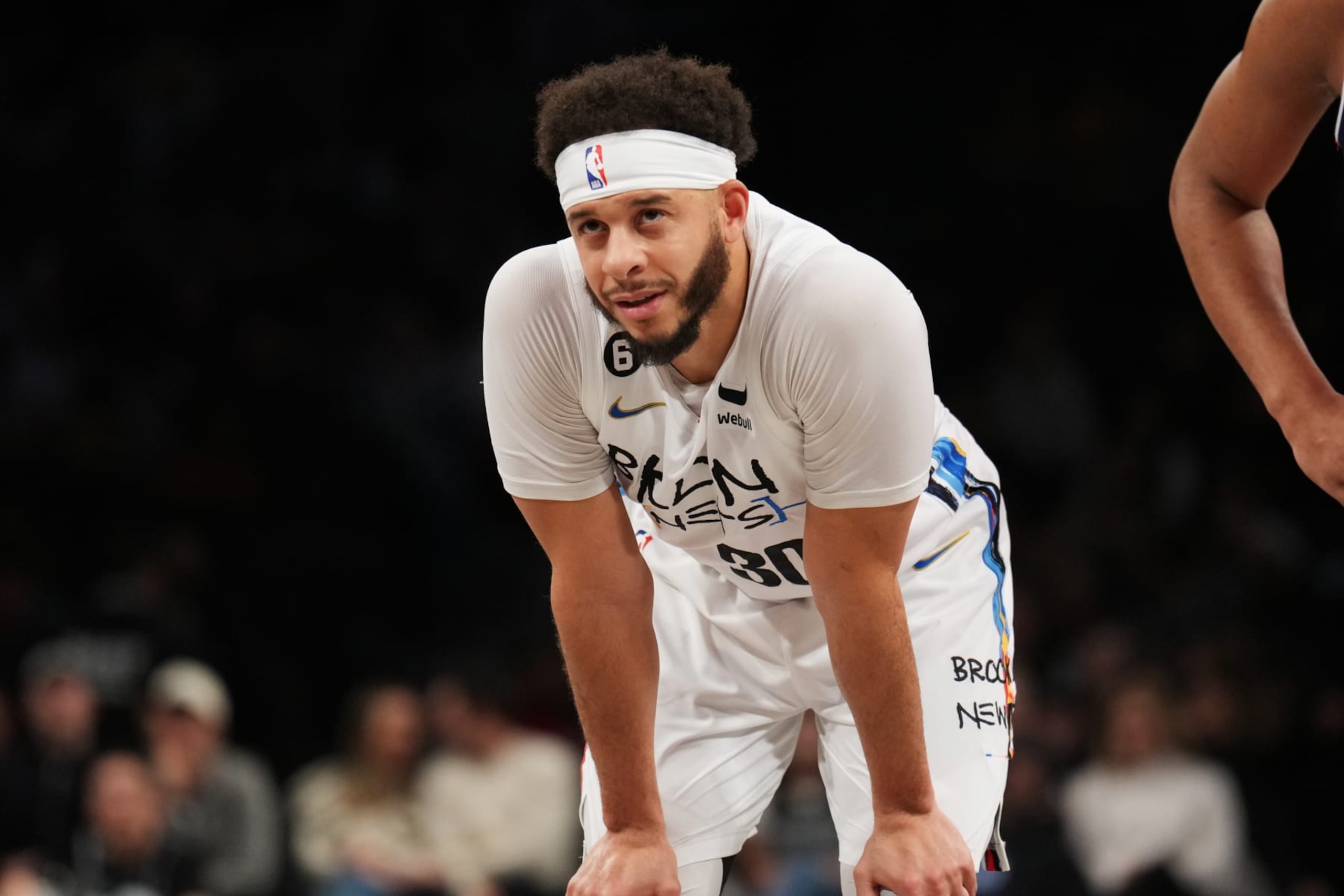 BROOKLYN, NY - FEBRUARY 4: Seth Curry #30 of the Brooklyn Nets looks on during the game against the Washington Wizards on February 4, 2023 at the Barclays Center in Brooklyn, New York NOTE TO USER: User expressly acknowledges and agrees that, by downloading and/or using this Photograph, user is consenting to the terms and conditions of the Getty Images License Agreement. Mandatory Copyright Notice: Copyright 2022 NBAE (Photo by Jesse D. Garrabrant/NBAE via Getty Images) BROOKLYN, NY - FEBRUARY 4: Seth Curry #30 of the Brooklyn Nets looks on during the game against the Washington Wizards on February 4, 2023 at the Barclays Center in Brooklyn, New York NOTE TO USER: User expressly acknowledges and agrees that, by downloading and/or using this Photograph, user is consenting to the terms and conditions of the Getty Images License Agreement. Mandatory Copyright Notice: Copyright 2022 NBAE (Photo by Jesse D. Garrabrant/NBAE via Getty Images)