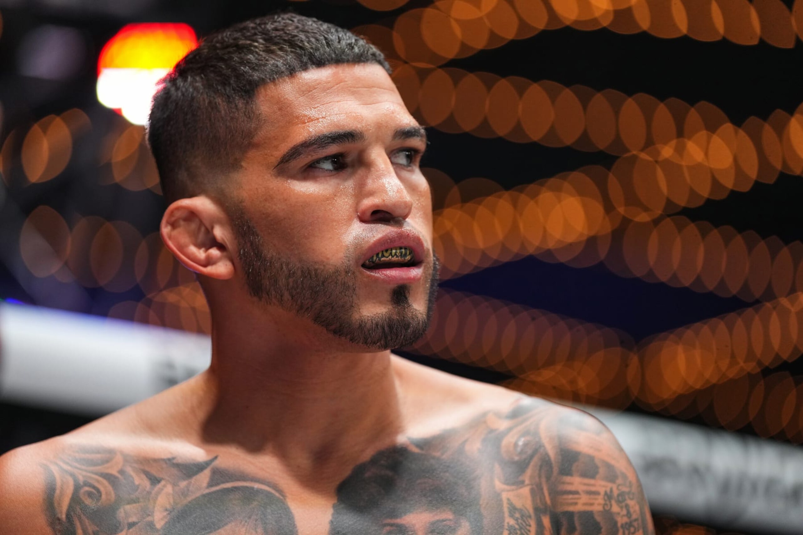 NEW YORK, NEW YORK - AUGUST 05:  Anthony Pettis looks on before fighting Stevie Ray during PFL 7 at the Hulu Theater at Madison Square Garden on August 5, 2022 in New York City.  (Photo by Cooper Neill/Getty Images)
