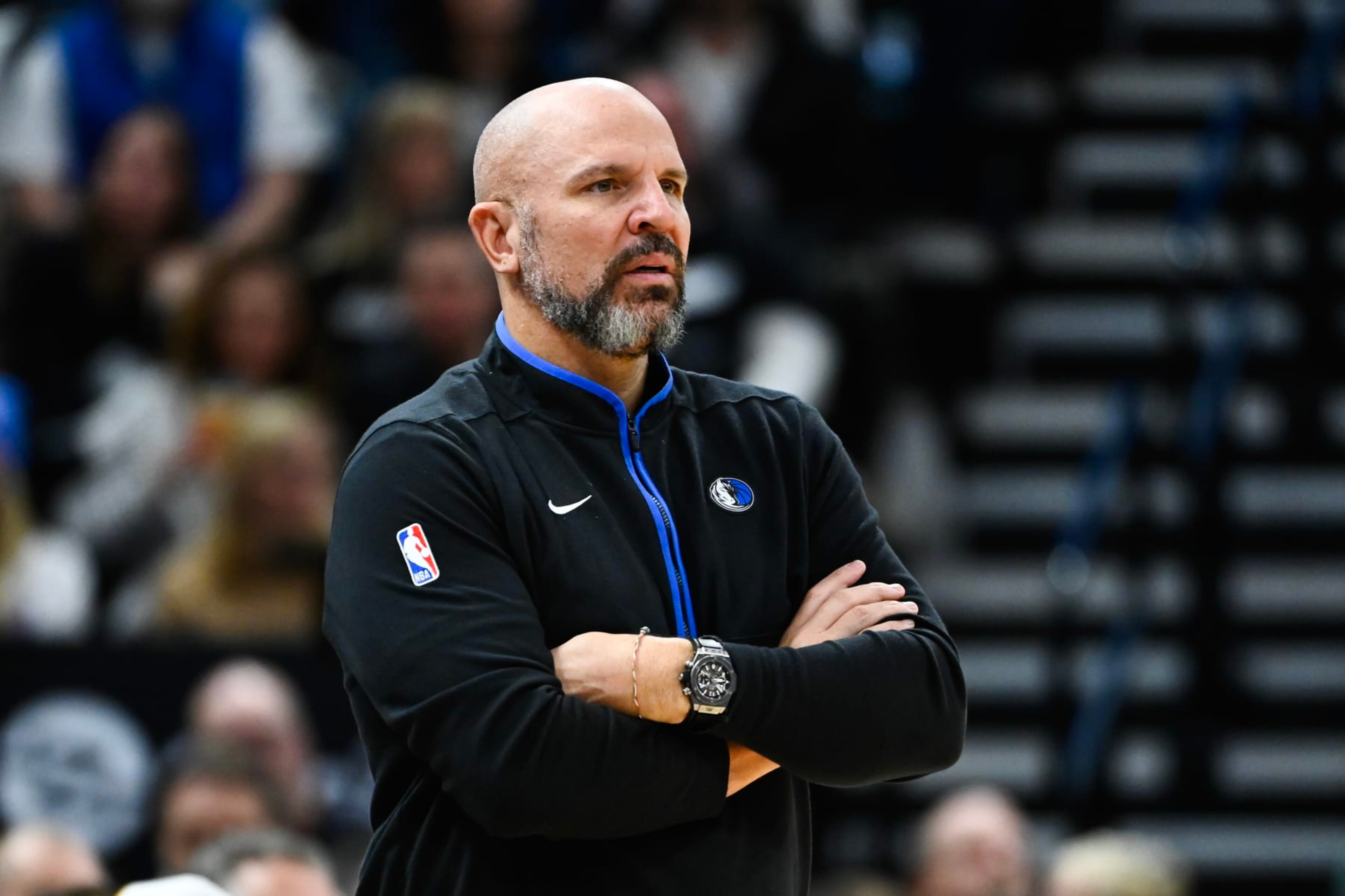 SALT LAKE CITY, UTAH - JANUARY 28: Dallas Mavericks head coach Jason Kidd looks on during the second half of a game against the Utah Jazzat Vivint Arena on January 28, 2023 in Salt Lake City, Utah. NOTE TO USER: User expressly acknowledges and agrees that, by downloading and or using this photograph, User is consenting to the terms and conditions of the Getty Images License Agreement. (Photo by Alex Goodlett/Getty Images) SALT LAKE CITY, UTAH - JANUARY 28: Dallas Mavericks head coach Jason Kidd looks on during the second half of a game against the Utah Jazzat Vivint Arena on January 28, 2023 in Salt Lake City, Utah. NOTE TO USER: User expressly acknowledges and agrees that, by downloading and or using this photograph, User is consenting to the terms and conditions of the Getty Images License Agreement. (Photo by Alex Goodlett/Getty Images)