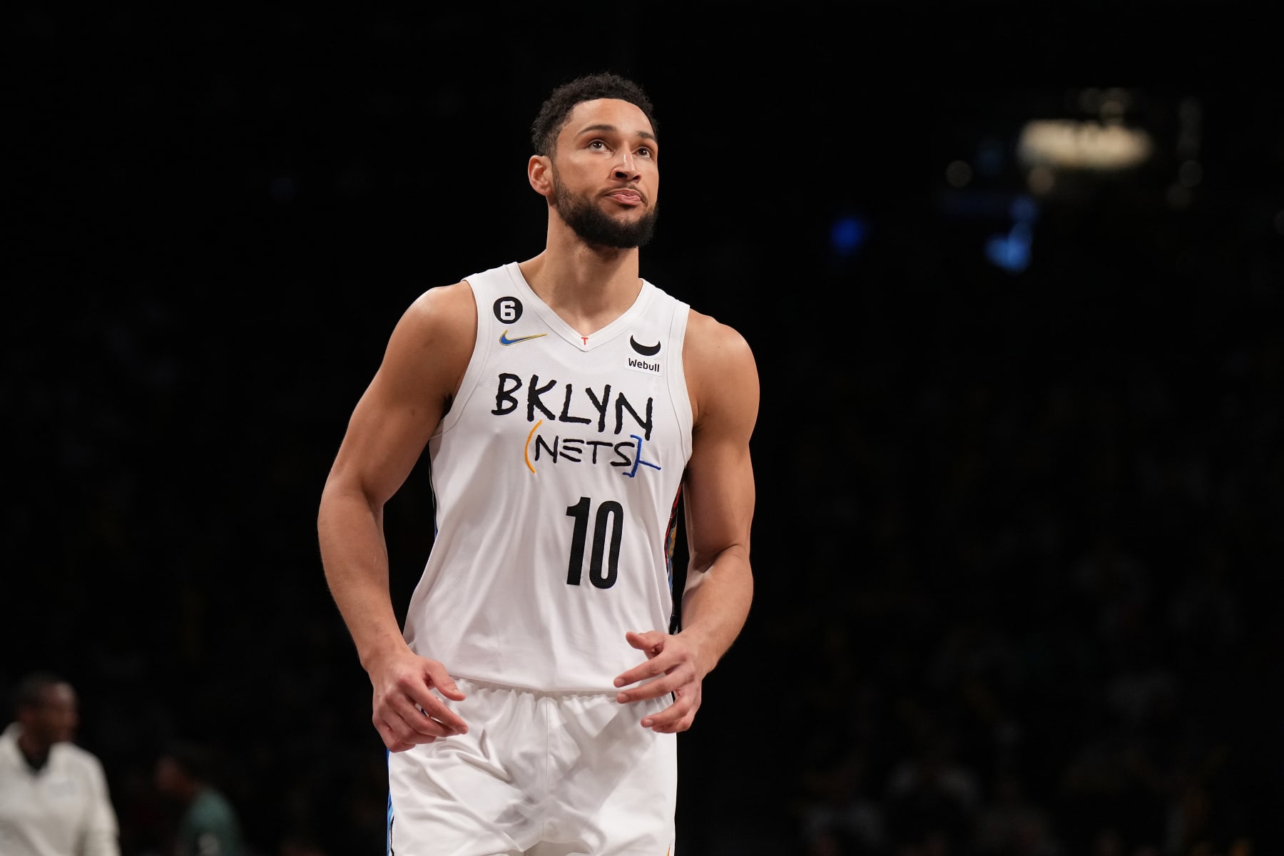 NEW YORK, NEW YORK - JANUARY 26: Ben Simmons #10 of the Brooklyn Nets in action against the Detroit Pistons at Barclays Center on January 26, 2023 in New York City. NOTE TO USER: User expressly acknowledges and agrees that, by downloading and or using this Photograph, user is consenting to the terms and conditions of the Getty Images License Agreement. Detroit Pistons defeated the Brooklyn Nets 130-122. (Photo by Mike Stobe/Getty Images)
