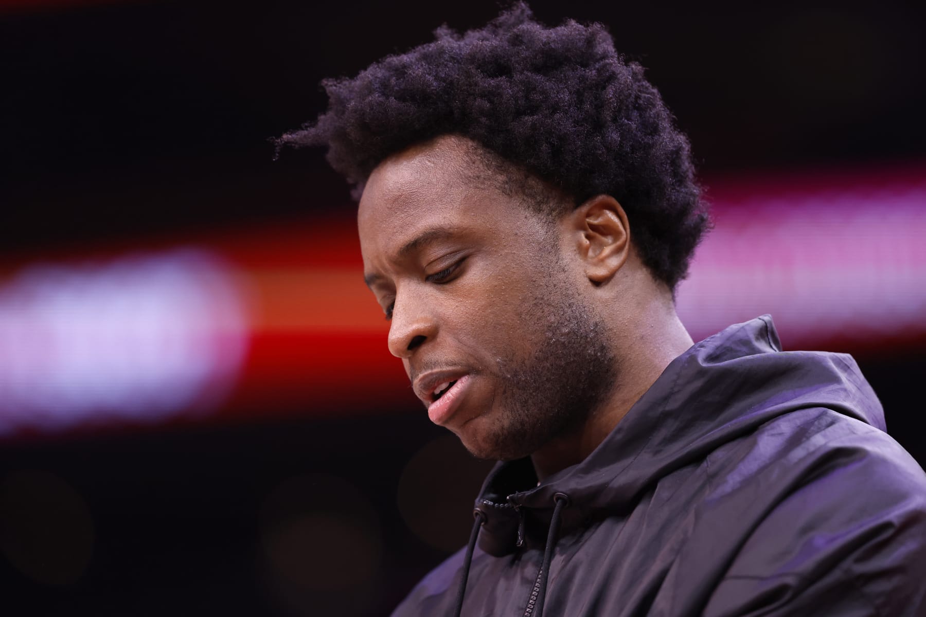 PHOENIX, ARIZONA - JANUARY 30: O.G. Anunoby #3 of the Toronto Raptors during the game against the Phoenix Suns at Footprint Center on January 30, 2023 in Phoenix, Arizona. The Suns beat the Raptors 114-106. NOTE TO USER: User expressly acknowledges and agrees that,  by downloading and or using this photograph,  User is consenting to the terms and conditions of the Getty Images License Agreement.  (Photo by Chris Coduto/Getty Images)