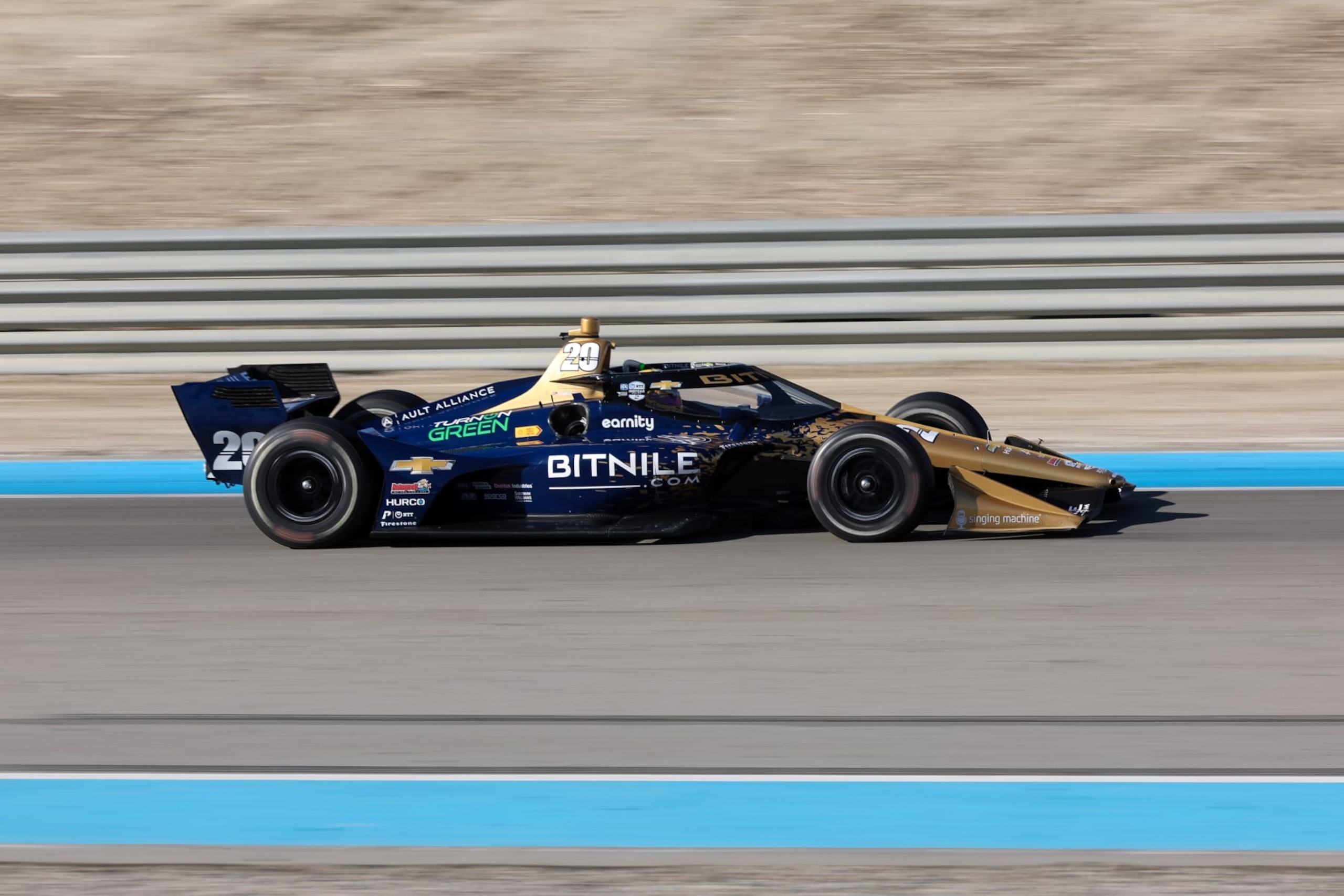 THERMAL, CA - FEBRUARY 03: #20, Conor Daly of of the United States of America driving a Chevrolet for Ed Carpenter Racing during day two of the NTT IndyCar Series Open Testing at The Thermal Club on February 3, 2023 in Thermal, California. (Photo by Matthew Ashton - AMA/Getty Images)