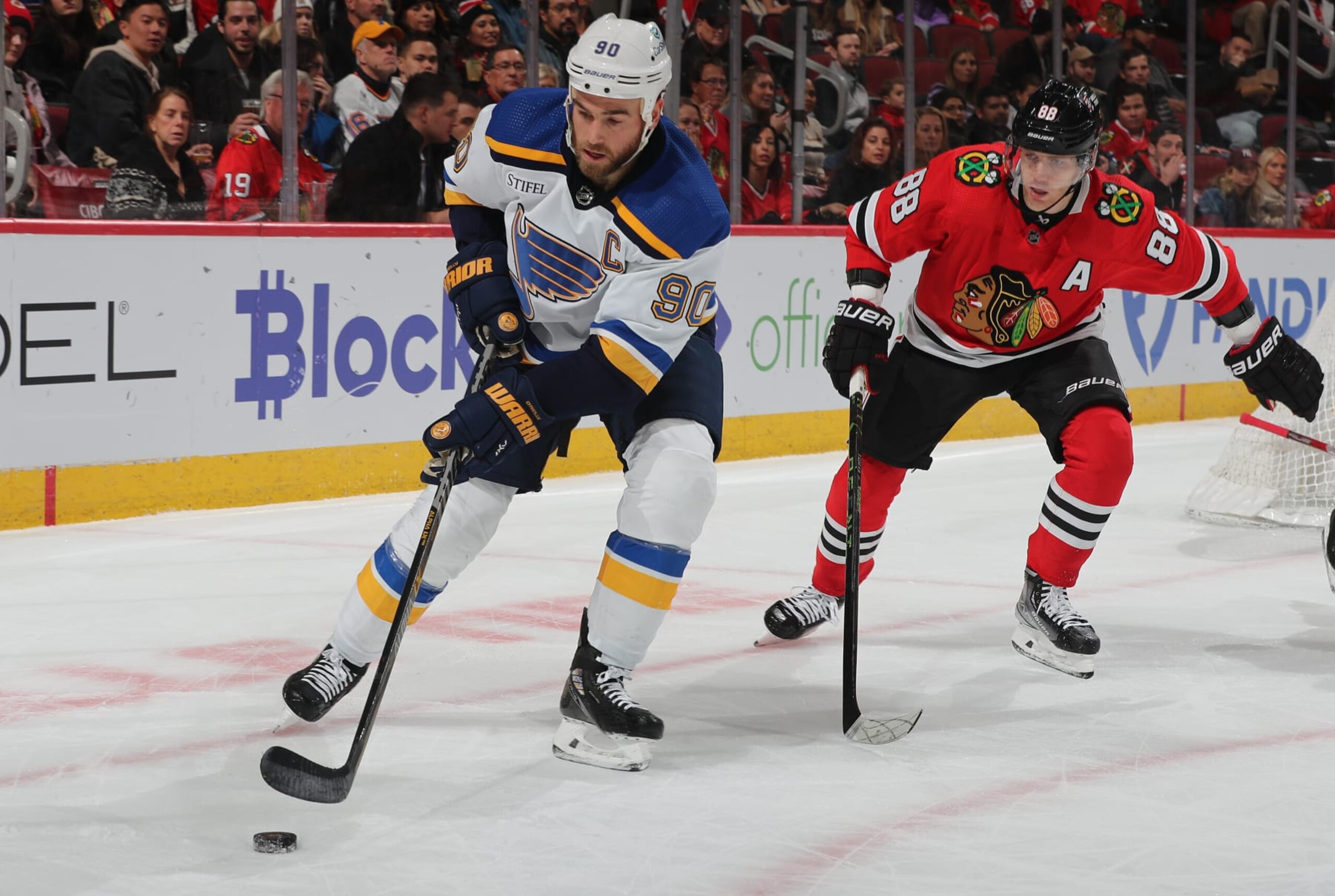 St. Louis Blues center Ryan O'Reilly (left) and Chicago Blackhawks winger Patrick Kane St. Louis Blues center Ryan O'Reilly (left) and Chicago Blackhawks winger Patrick Kane