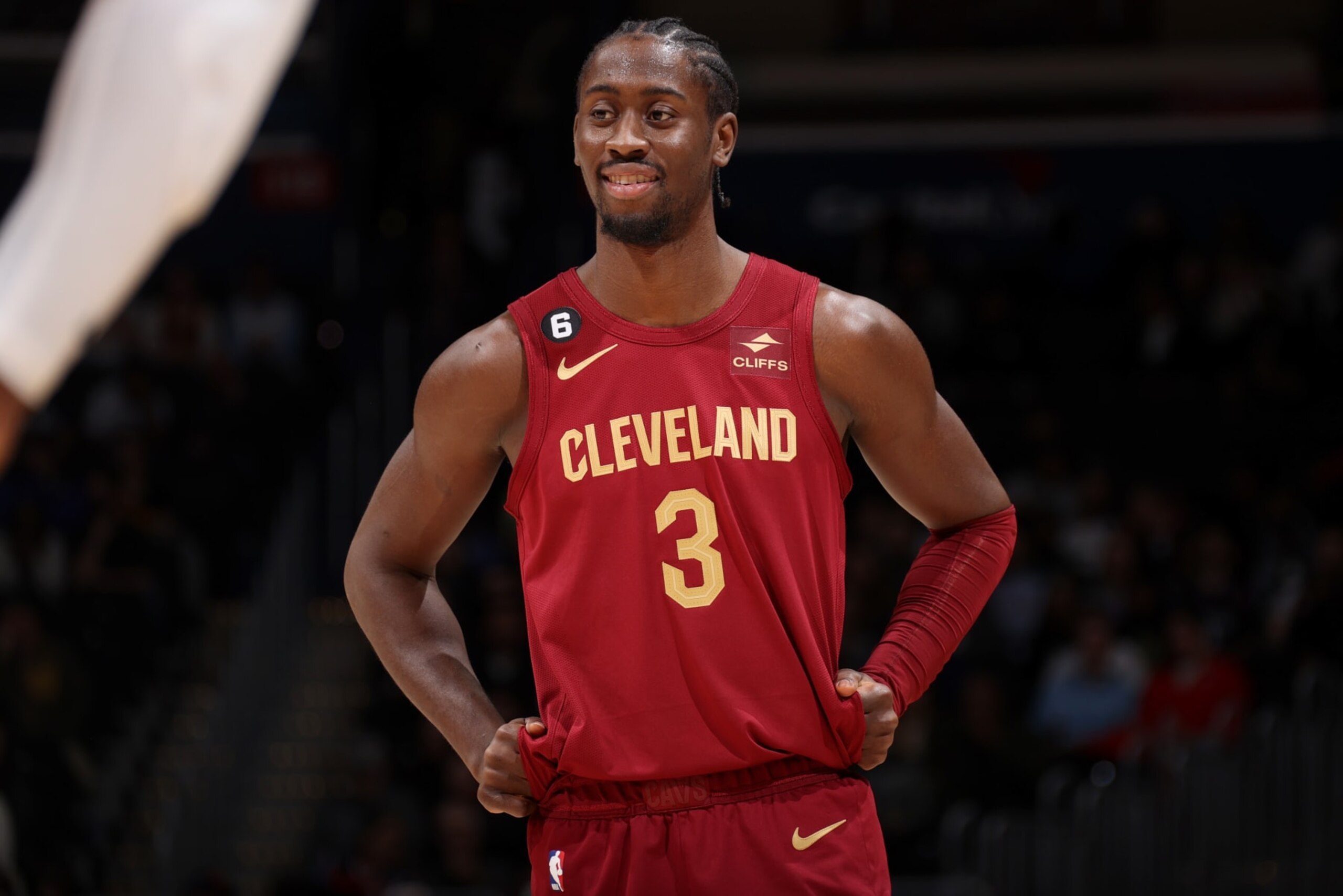 WASHINGTON, DC -  FEBRUARY 6: Caris LeVert #3 of the Cleveland Cavaliers looks on during the game against the Washington Wizards on February 6, 2023 at Capital One Arena in Washington, DC. NOTE TO USER: User expressly acknowledges and agrees that, by downloading and or using this Photograph, user is consenting to the terms and conditions of the Getty Images License Agreement. Mandatory Copyright Notice: Copyright 2023 NBAE (Photo by Stephen Gosling/NBAE via Getty Images)
