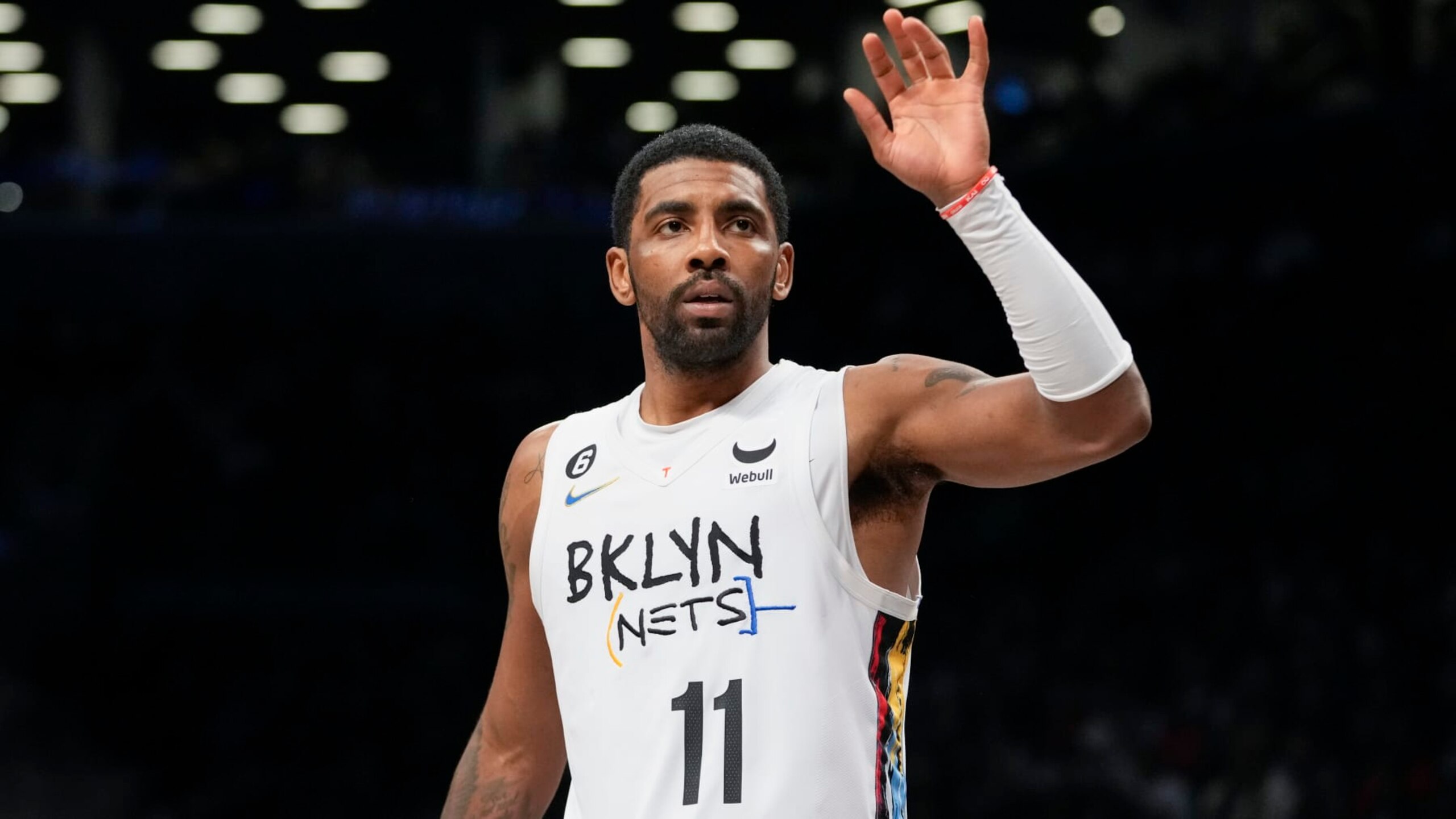 Brooklyn Nets guard Kyrie Irving during the second half of an NBA basketball game, Saturday against the New York Knicks, Jan. 28, 2023, in New York. The Nets won 122-115. (AP Photo/Mary Altaffer)