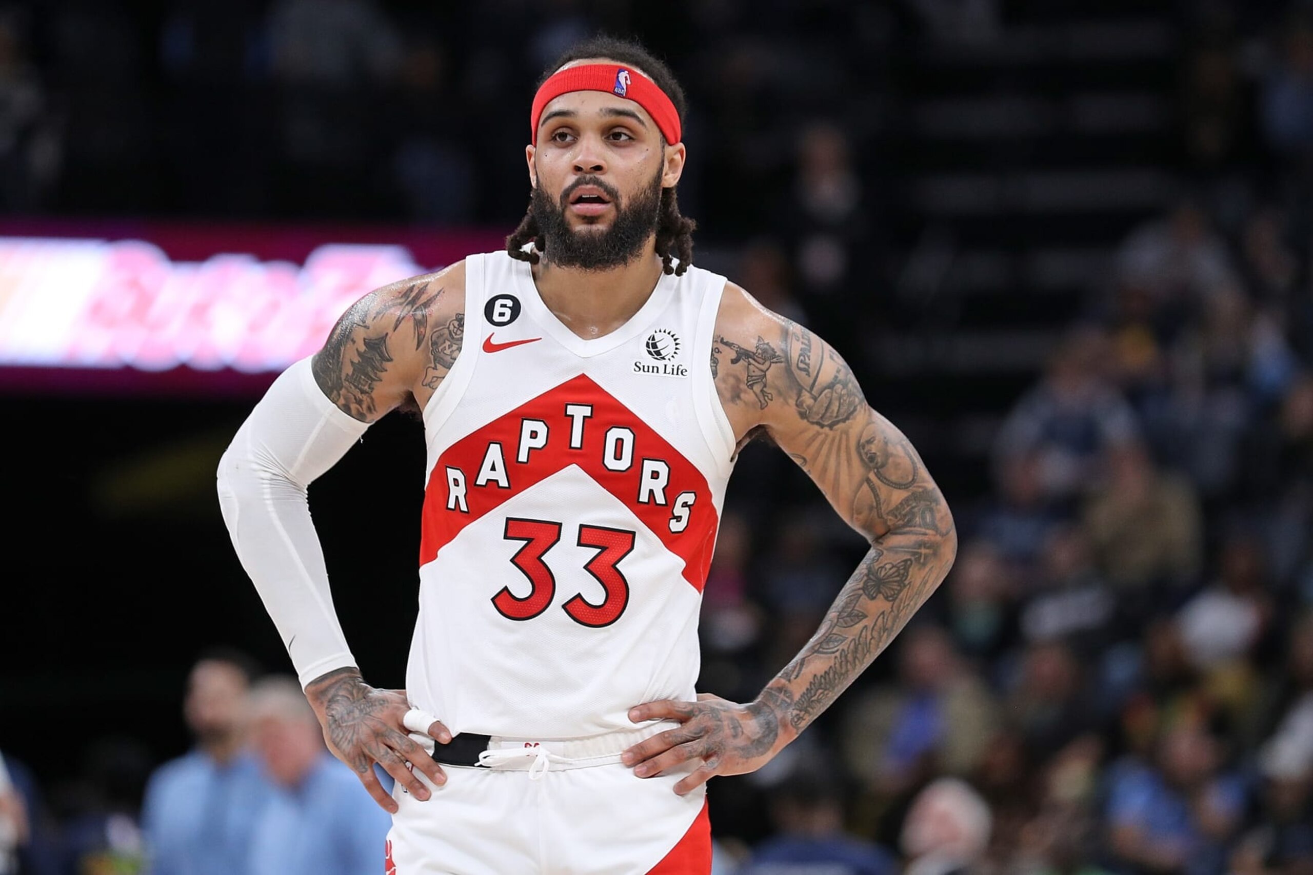 MEMPHIS, TENNESSEE - FEBRUARY 05: Gary Trent Jr. #33 of the Toronto Raptors during the game against the Memphis Grizzlies at FedExForum on February 05, 2023 in Memphis, Tennessee. NOTE TO USER: User expressly acknowledges and agrees that, by downloading and or using this photograph, User is consenting to the terms and conditions of the Getty Images License Agreement. (Photo by Justin Ford/Getty Images)