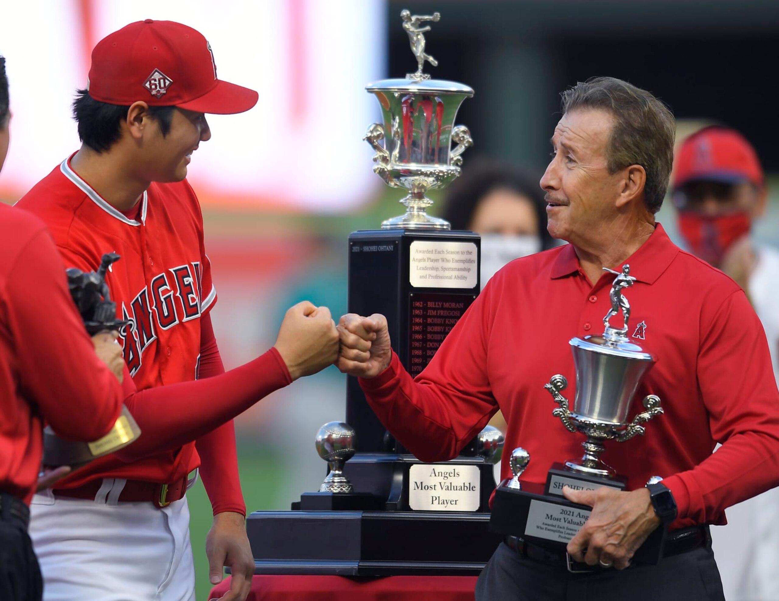 Shohei Ohtani and Angels owner Arte Moreno.
