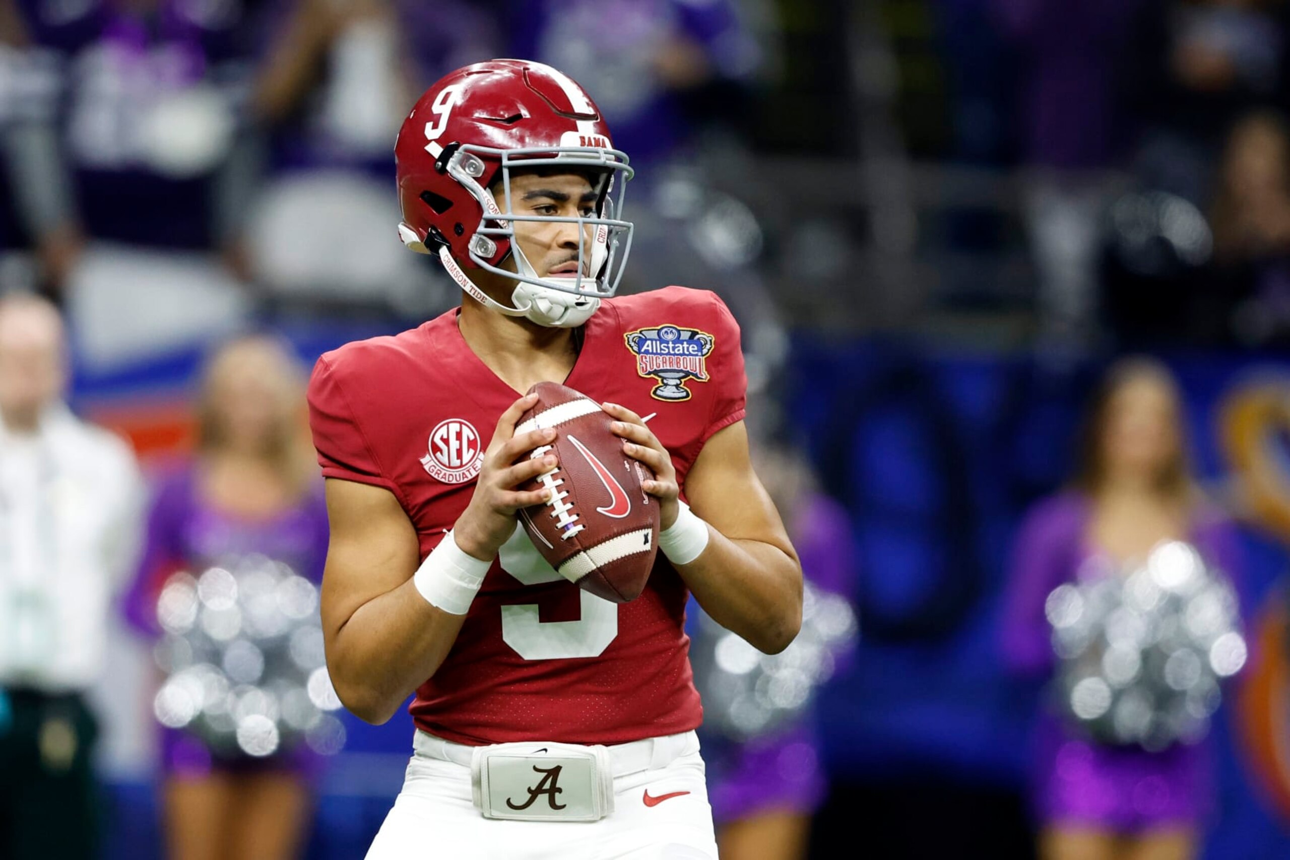 Alabama quarterback Bryce Young throws a pass during the first half of the Sugar Bowl NCAA college football game against Kansas State Saturday, Dec. 31, 2022, in New Orleans. (AP Photo/Butch Dill) Alabama quarterback Bryce Young throws a pass during the first half of the Sugar Bowl NCAA college football game against Kansas State Saturday, Dec. 31, 2022, in New Orleans. (AP Photo/Butch Dill)