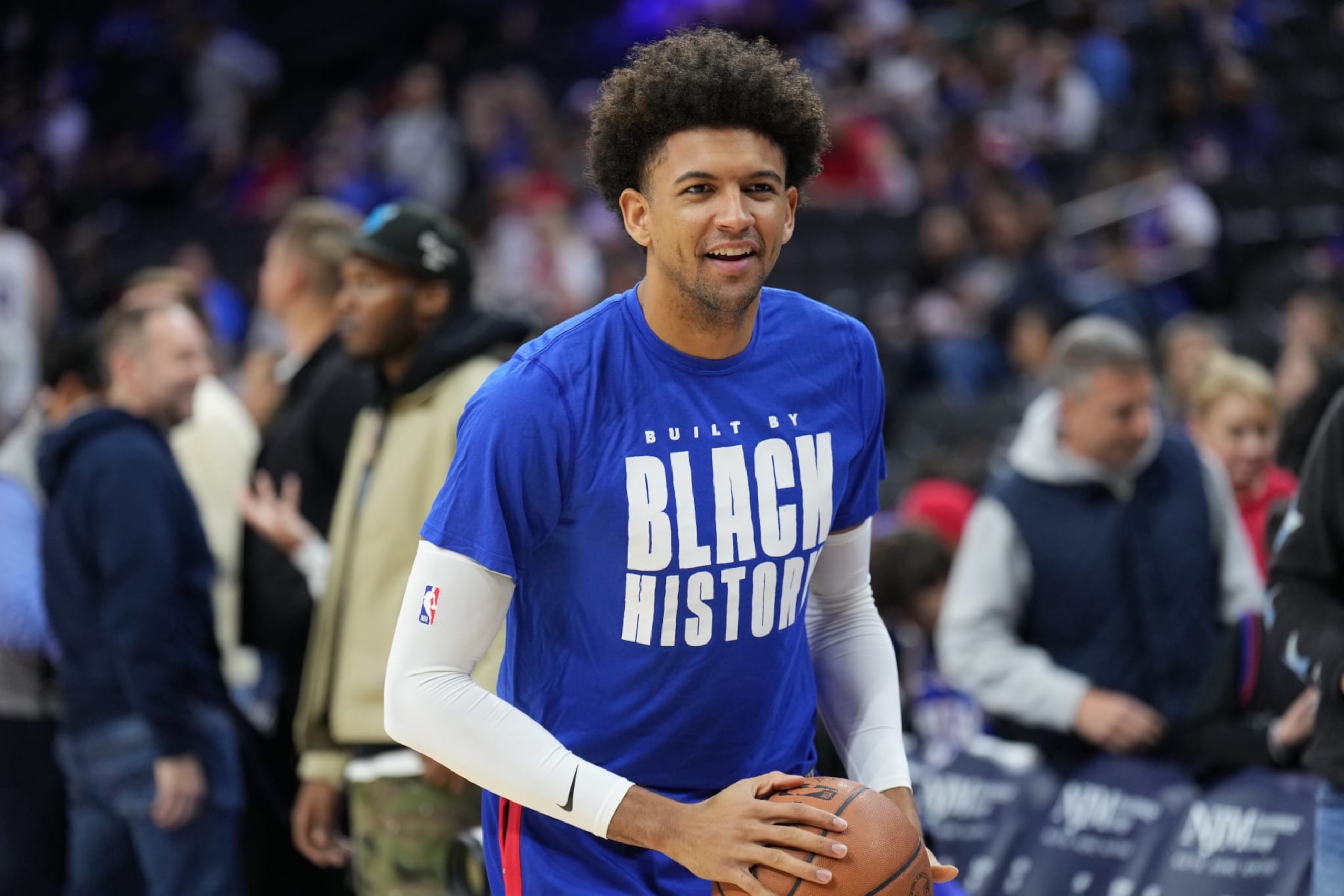 PHILADELPHIA, PA - FEBRUARY 1: Matisse Thybulle #22 of the Philadelphia 76ers warms up before the game against the Orlando Magic on February 1, 2023 at the Wells Fargo Center in Philadelphia, Pennsylvania NOTE TO USER: User expressly acknowledges and agrees that, by downloading and/or using this Photograph, user is consenting to the terms and conditions of the Getty Images License Agreement. Mandatory Copyright Notice: Copyright 2023 NBAE (Photo by Jesse D. Garrabrant/NBAE via Getty Images)