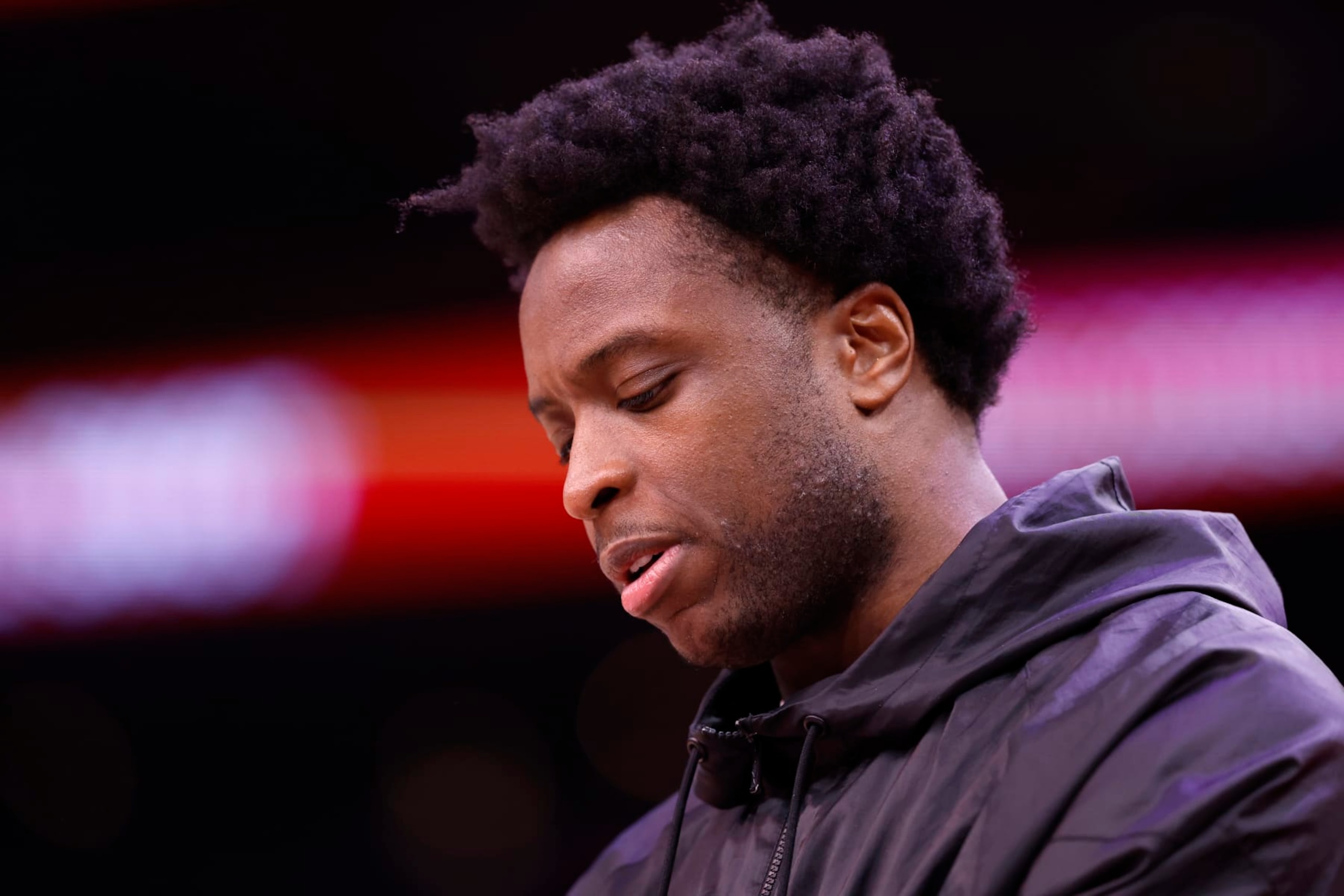 PHOENIX, ARIZONA - JANUARY 30: O.G. Anunoby #3 of the Toronto Raptors during the game against the Phoenix Suns at Footprint Center on January 30, 2023 in Phoenix, Arizona. The Suns beat the Raptors 114-106. NOTE TO USER: User expressly acknowledges and agrees that,  by downloading and or using this photograph,  User is consenting to the terms and conditions of the Getty Images License Agreement.  (Photo by Chris Coduto/Getty Images)