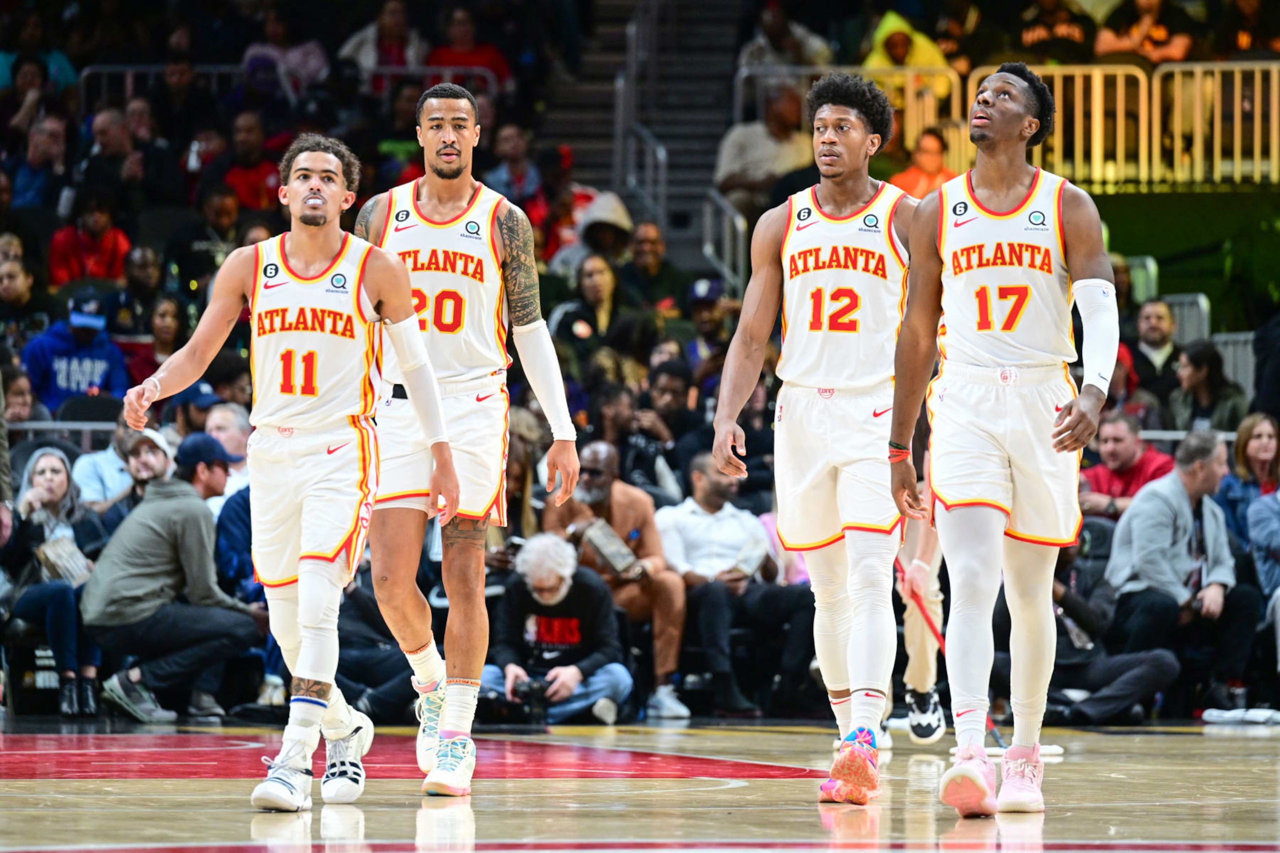 Trae Young, John Collins, De'Andre Hunter and Onyeka Okongwu