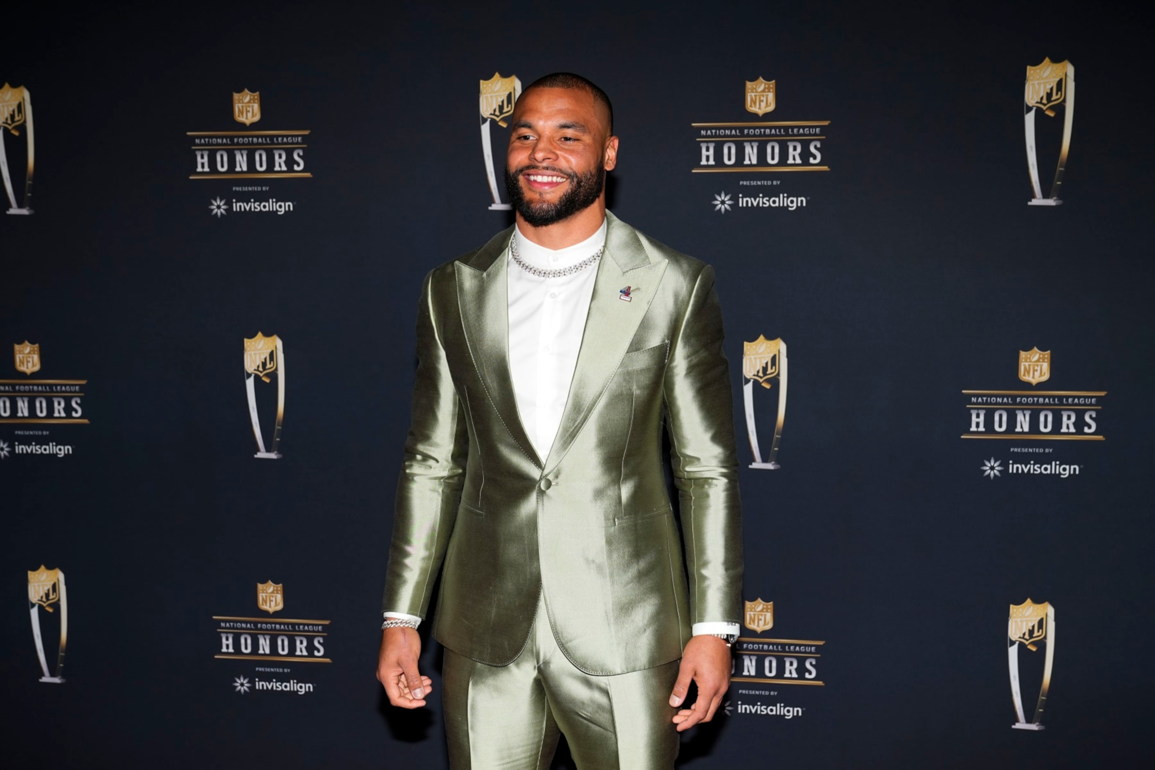 Dallas Cowboys Dak Prescott arrives for the NFL Honors award show ahead of the Super Bowl 57 football game, Thursday, Feb. 9, 2023, in Phoenix. (AP Photo/Matt York) Dallas Cowboys Dak Prescott arrives for the NFL Honors award show ahead of the Super Bowl 57 football game, Thursday, Feb. 9, 2023, in Phoenix. (AP Photo/Matt York)