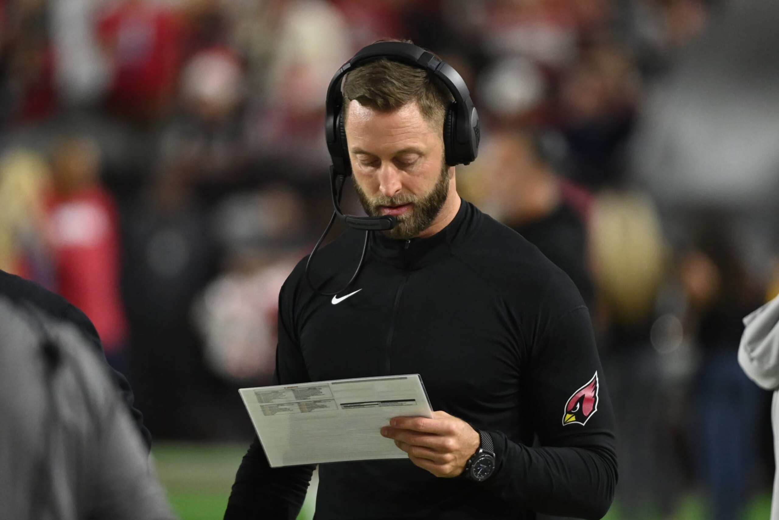 GLENDALE, ARIZONA - DECEMBER 25: Head coach Kliff Kingsbury of the Arizona Cardinals prepares for a game against the Tampa Bay Buccaneers at State Farm Stadium on December 25, 2022 in Glendale, Arizona. (Photo by Norm Hall/Getty Images) GLENDALE, ARIZONA - DECEMBER 25: Head coach Kliff Kingsbury of the Arizona Cardinals prepares for a game against the Tampa Bay Buccaneers at State Farm Stadium on December 25, 2022 in Glendale, Arizona. (Photo by Norm Hall/Getty Images)